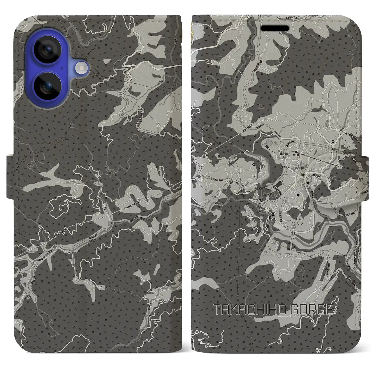 【高千穂峡(宮崎県)】地図柄iPhoneケース(手帳タイプ)