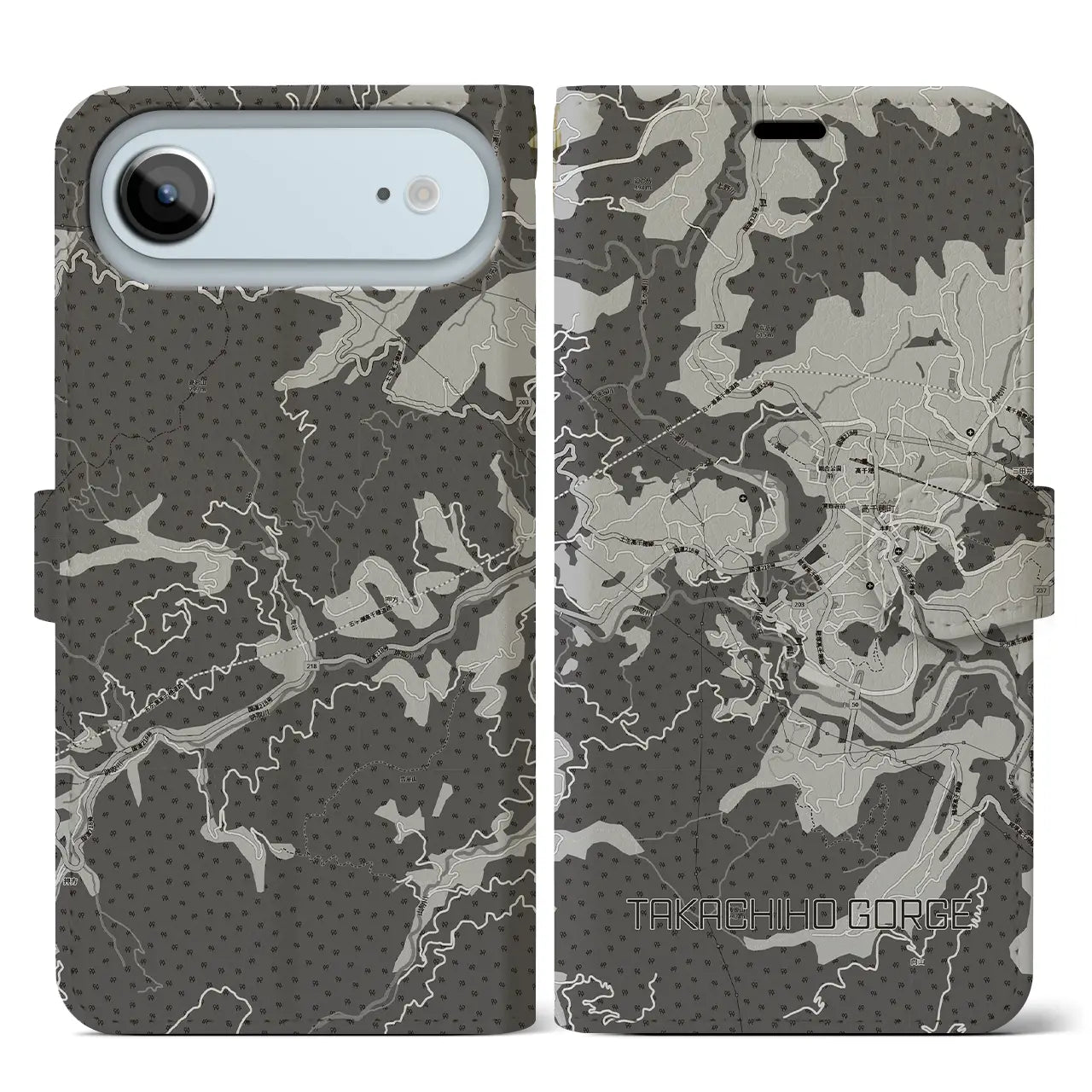 【高千穂峡(宮崎県)】地図柄iPhoneケース(手帳タイプ)