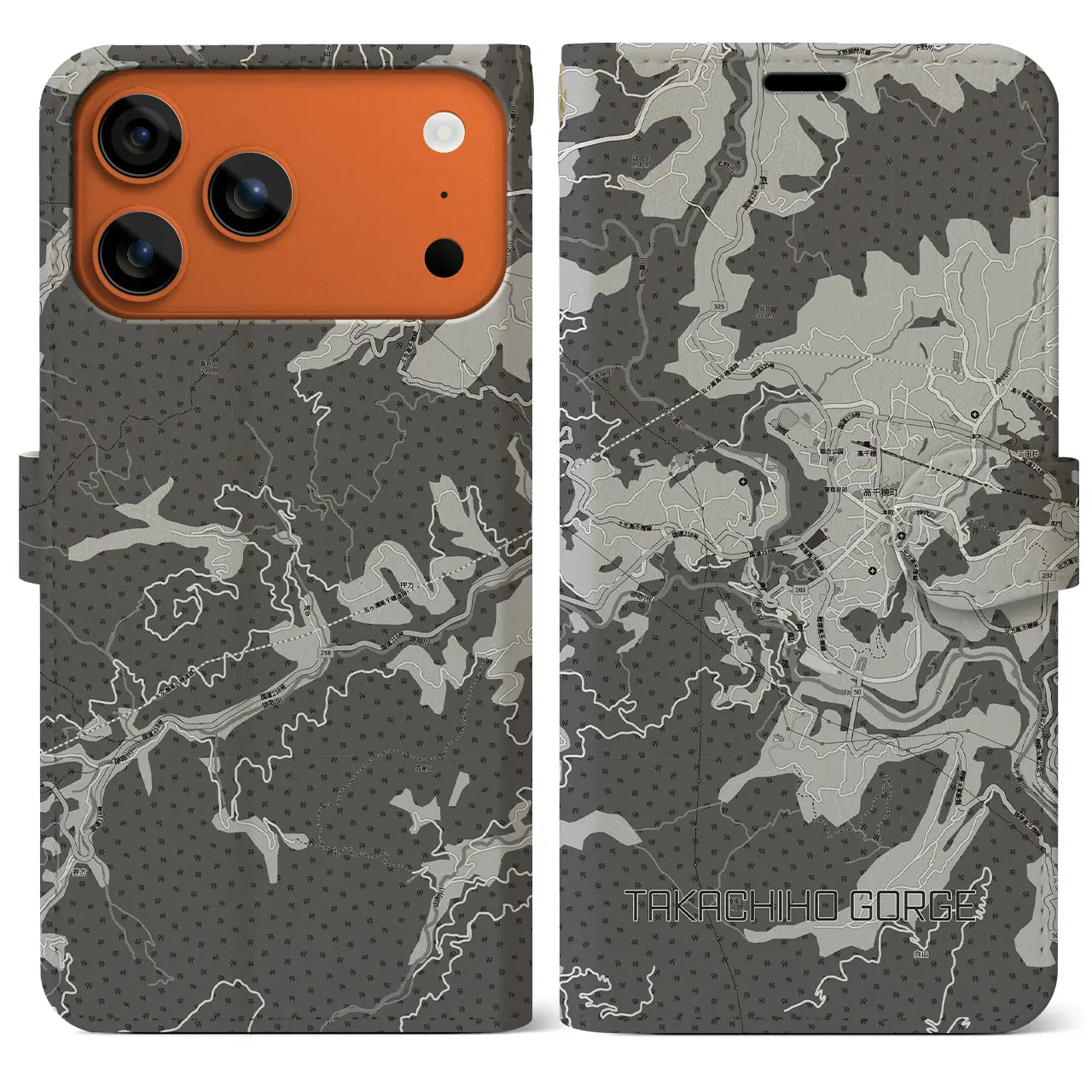 【高千穂峡(宮崎県)】地図柄iPhoneケース(手帳タイプ)