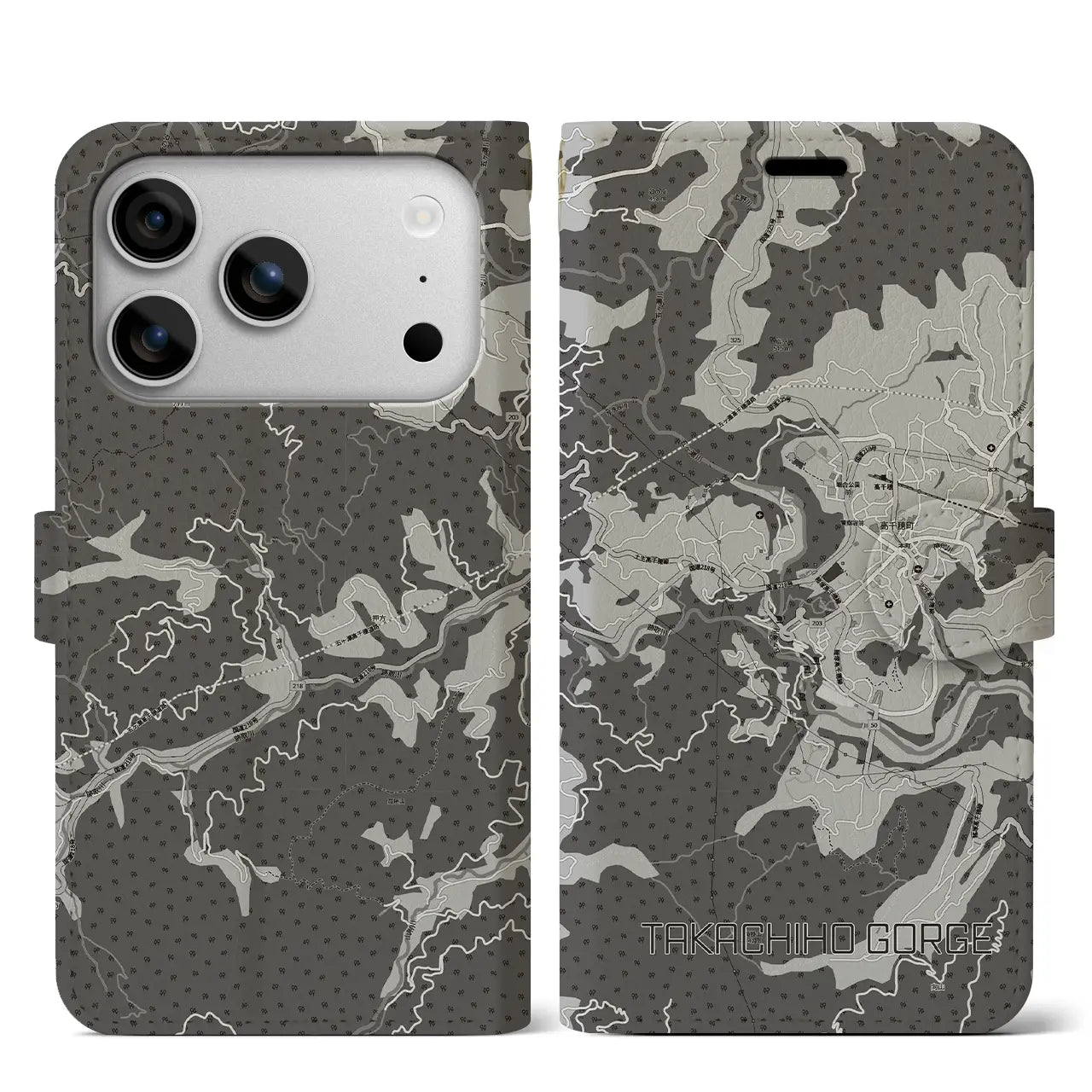 【高千穂峡(宮崎県)】地図柄iPhoneケース(手帳タイプ)