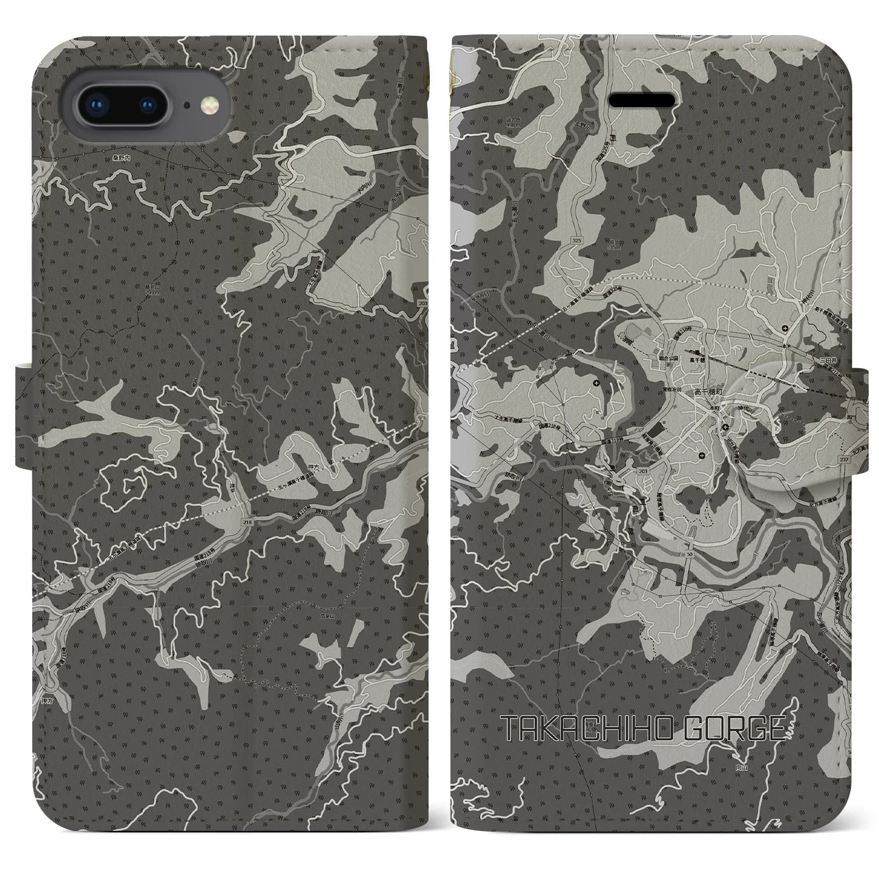【高千穂峡(宮崎県)】地図柄iPhoneケース(手帳タイプ)
