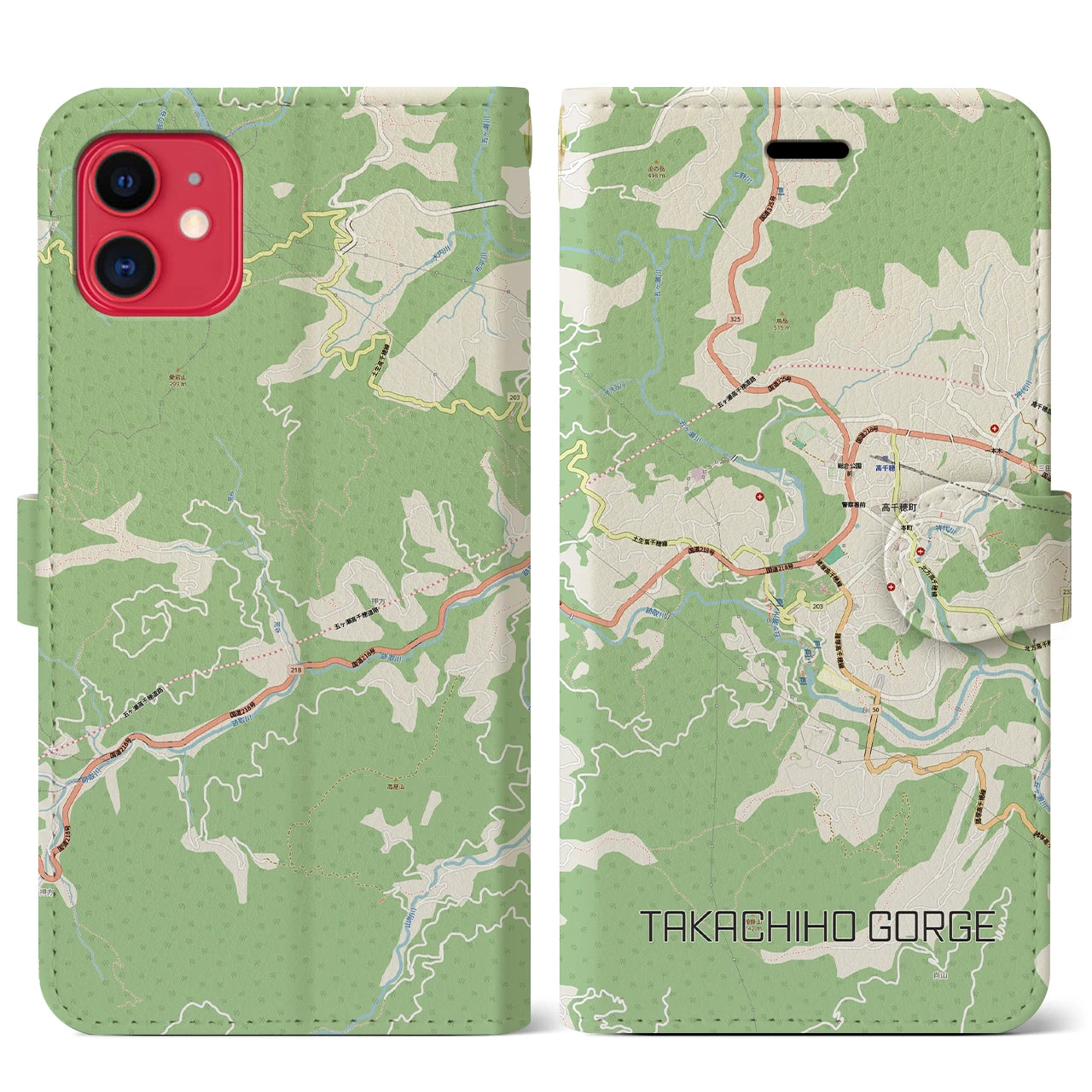 【高千穂峡(宮崎県)】地図柄iPhoneケース(手帳タイプ)