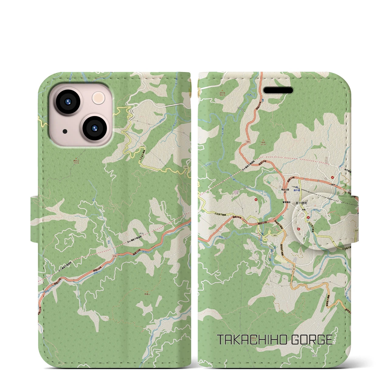 【高千穂峡(宮崎県)】地図柄iPhoneケース(手帳タイプ)