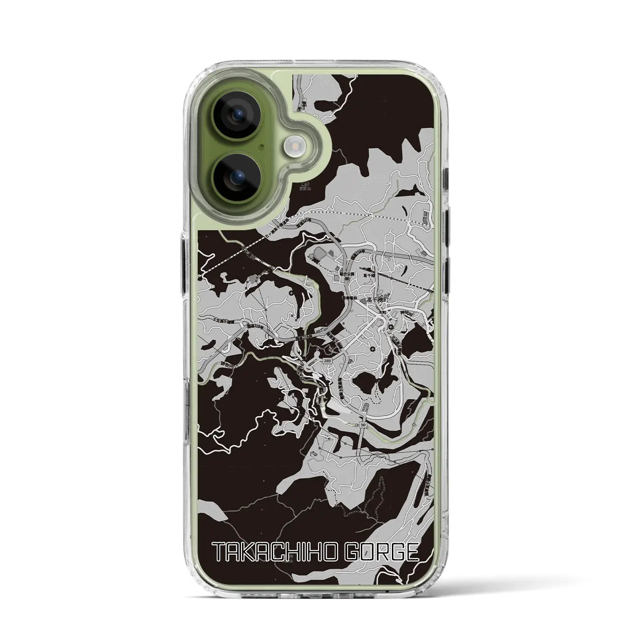 【高千穂峡(宮崎県)】地図柄iPhoneケース(MagSafeタイプ)モノトーン・iPhone 17 Pro Max 用