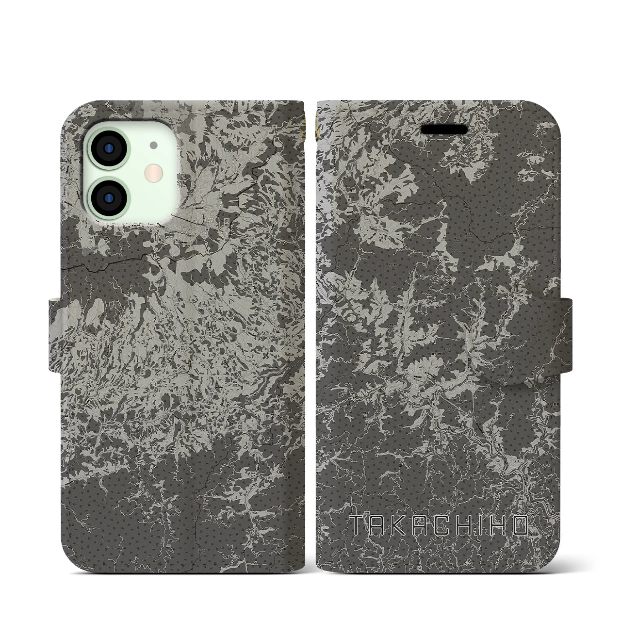 【高千穂(宮崎県)】地図柄iPhoneケース(手帳タイプ)