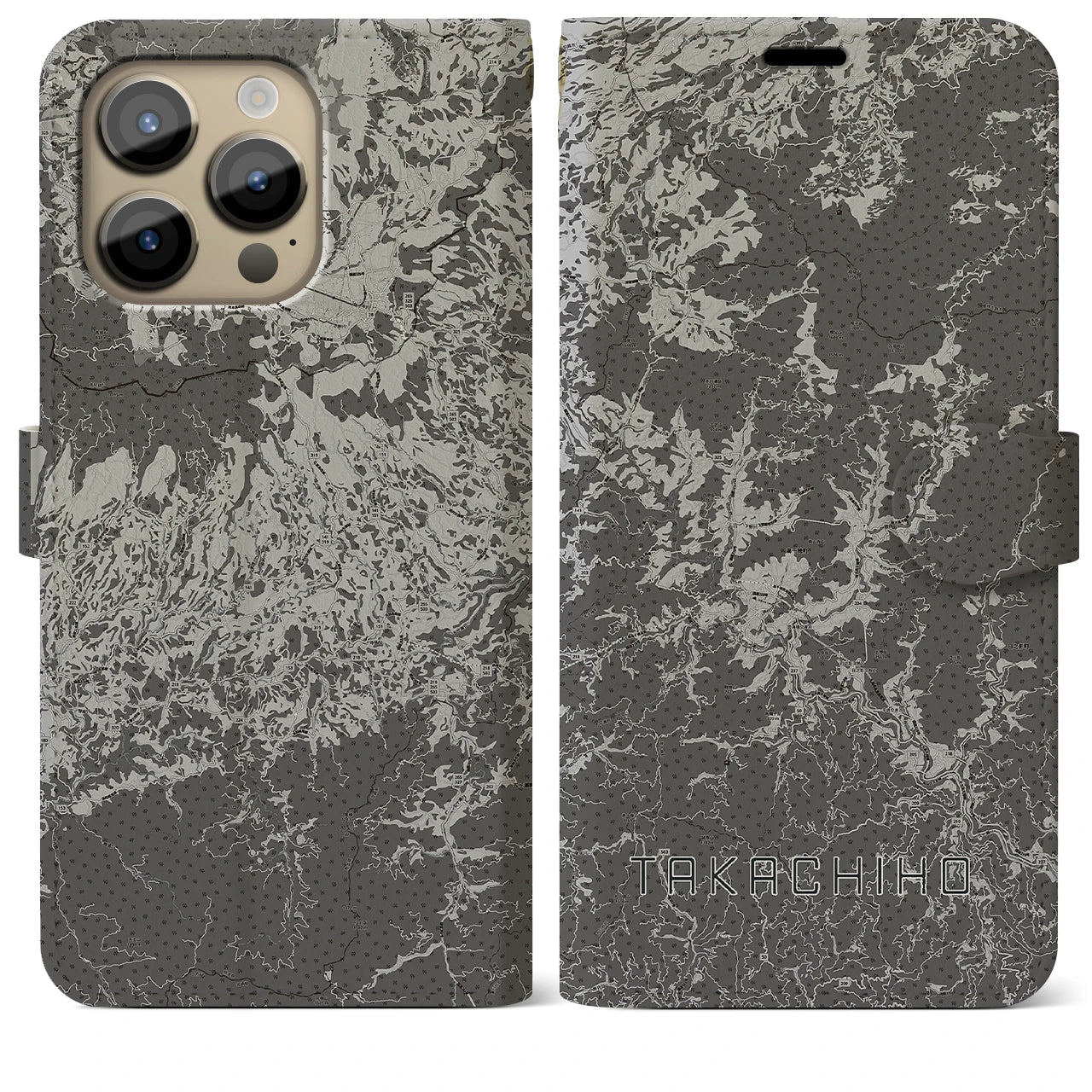 【高千穂(宮崎県)】地図柄iPhoneケース(手帳タイプ)