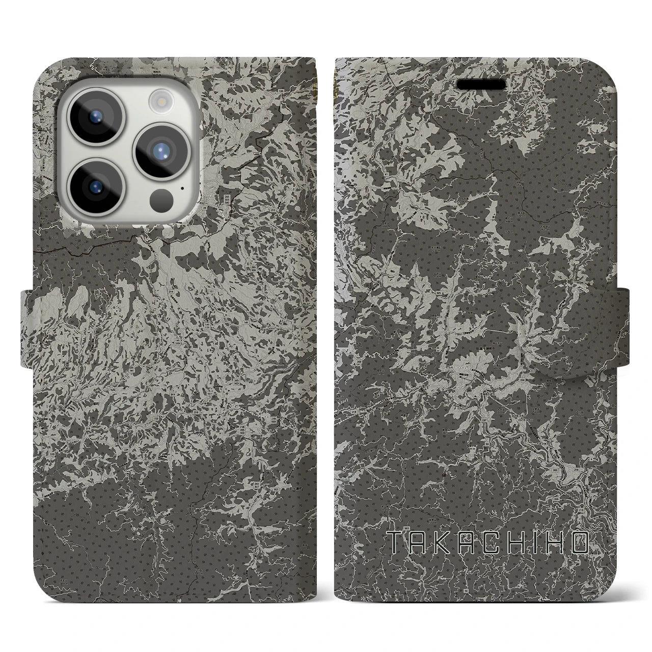 【高千穂(宮崎県)】地図柄iPhoneケース(手帳タイプ)