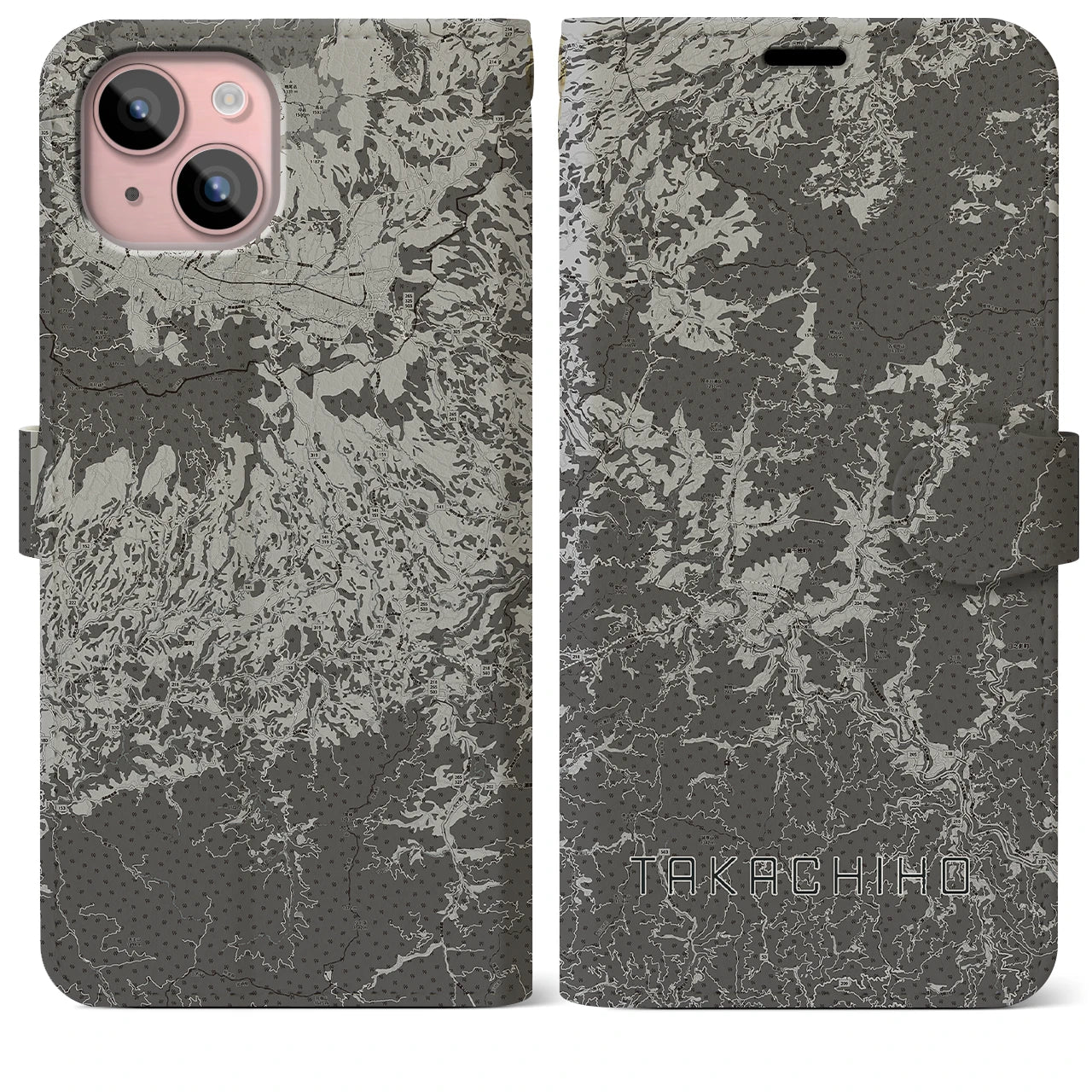 【高千穂(宮崎県)】地図柄iPhoneケース(手帳タイプ)