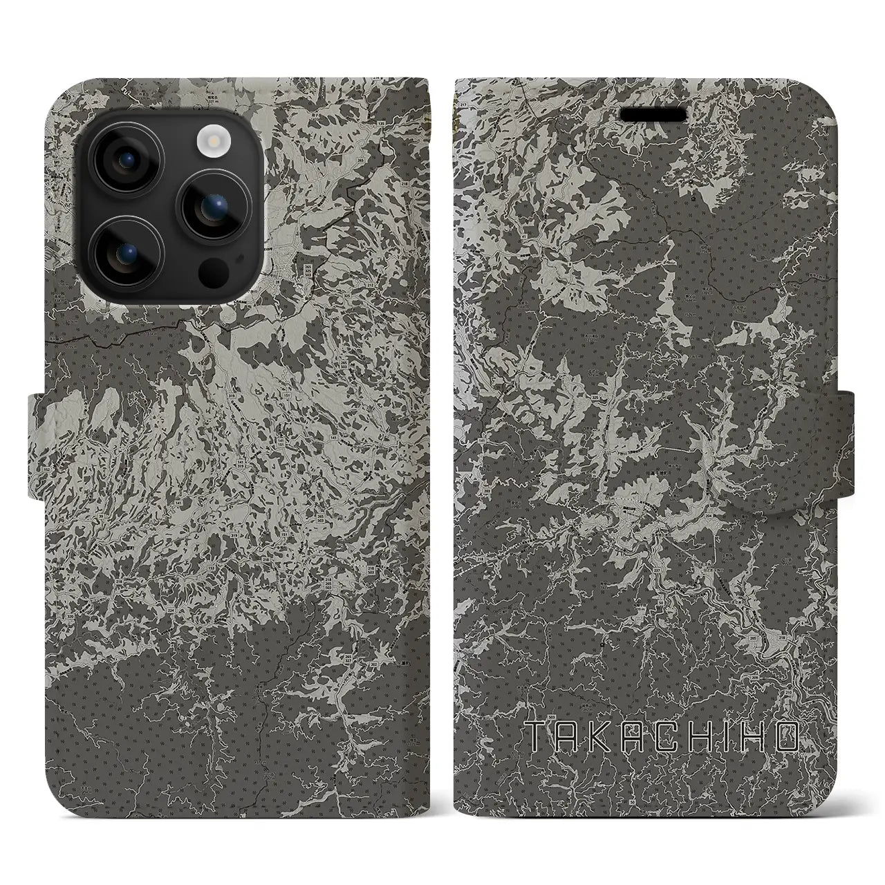 【高千穂(宮崎県)】地図柄iPhoneケース(手帳タイプ)