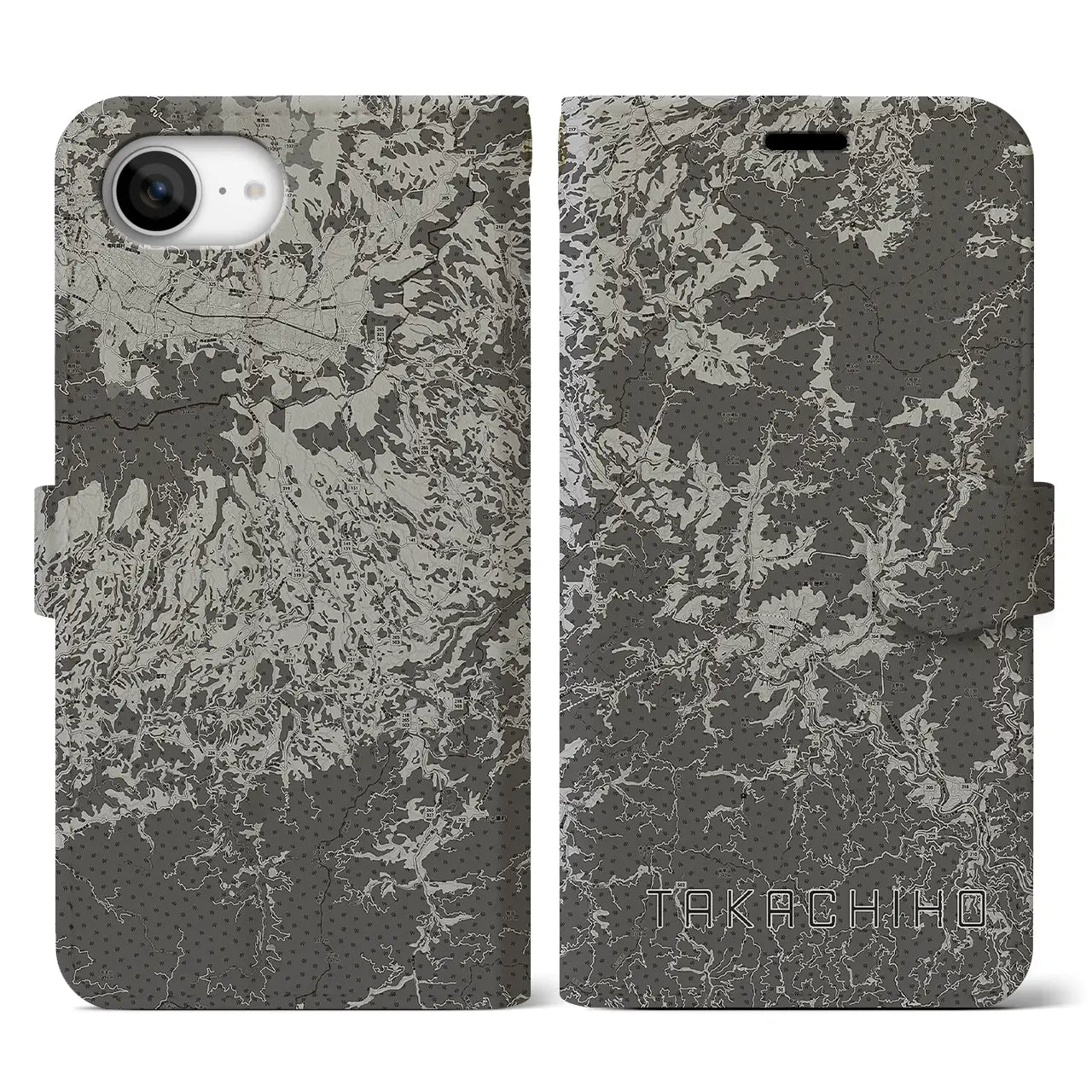 【高千穂(宮崎県)】地図柄iPhoneケース(手帳タイプ)