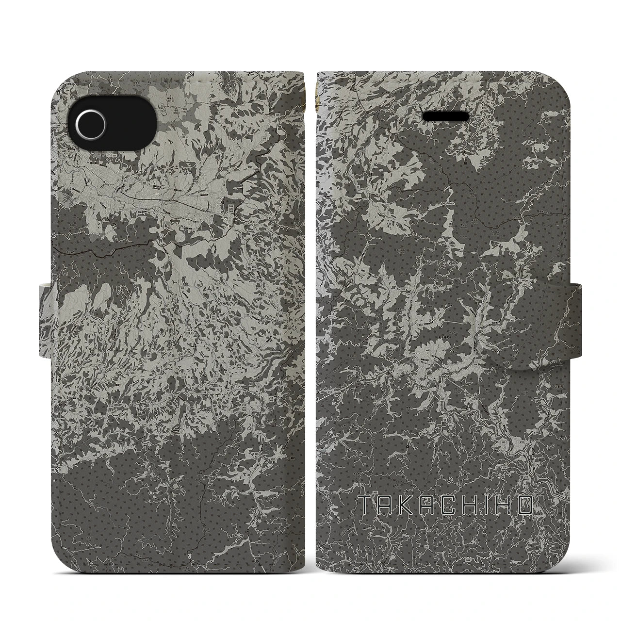 【高千穂(宮崎県)】地図柄iPhoneケース(手帳タイプ)