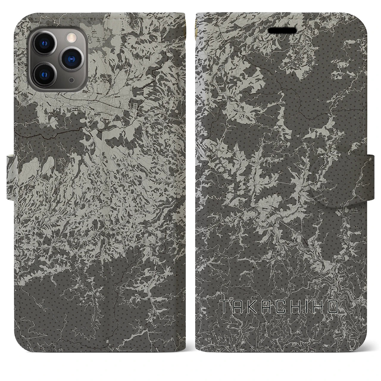 【高千穂(宮崎県)】地図柄iPhoneケース(手帳タイプ)