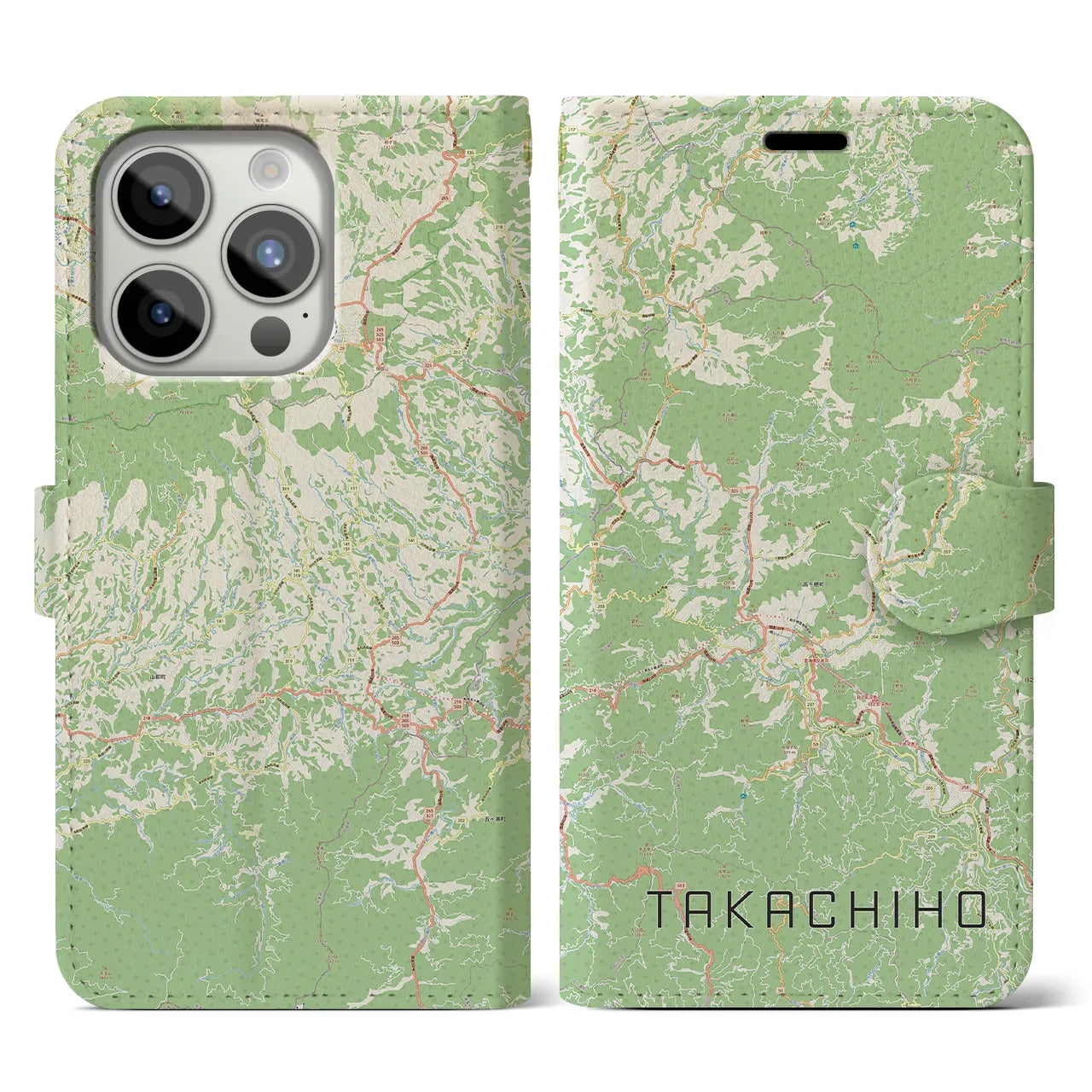 【高千穂(宮崎県)】地図柄iPhoneケース(手帳タイプ)