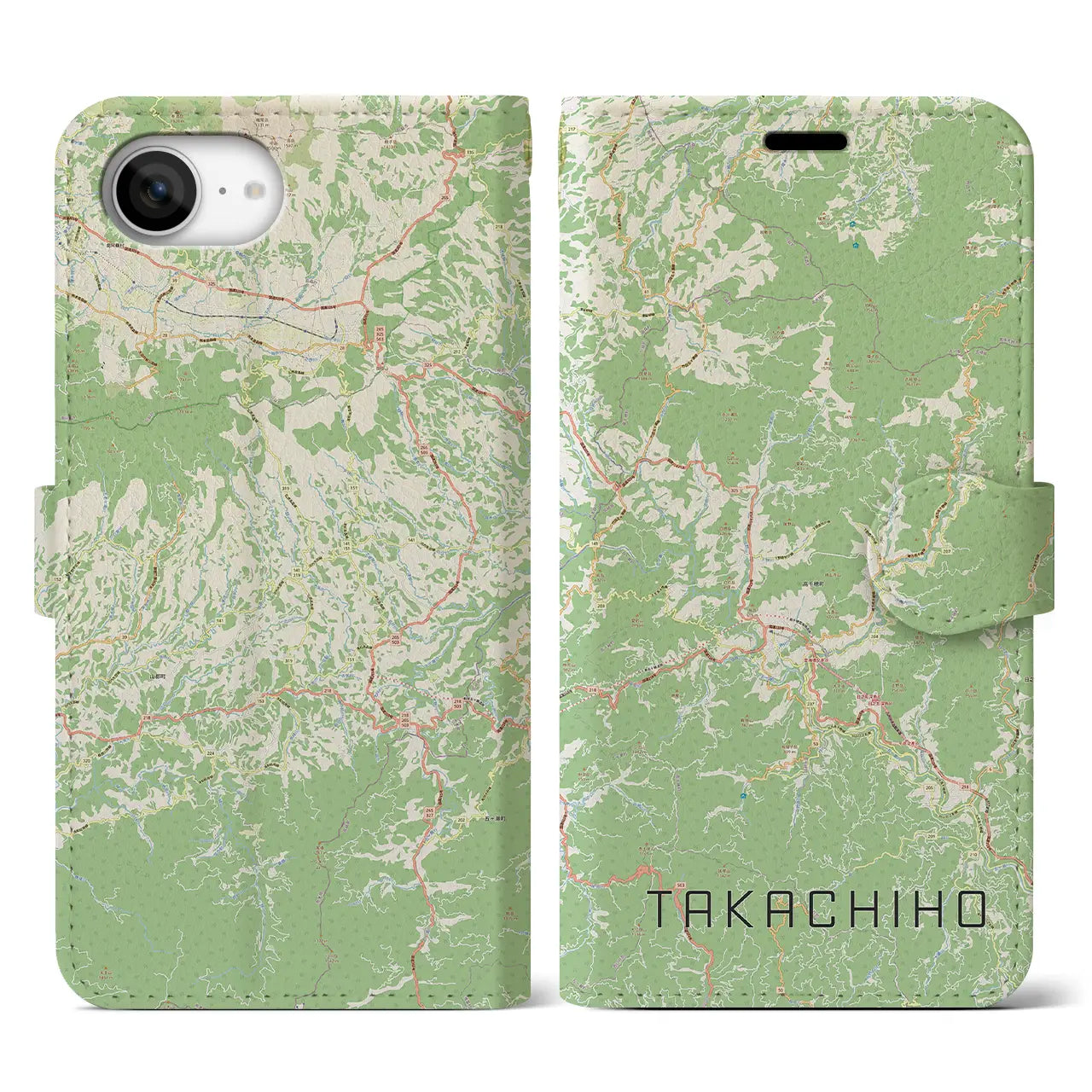 【高千穂(宮崎県)】地図柄iPhoneケース(手帳タイプ)