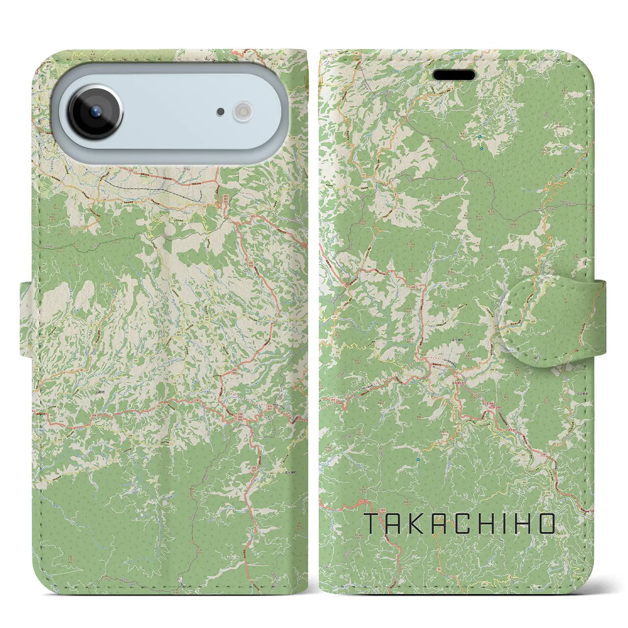 【高千穂(宮崎県)】地図柄iPhoneケース(手帳タイプ)ナチュラル・iPhone 17 Pro Max 用