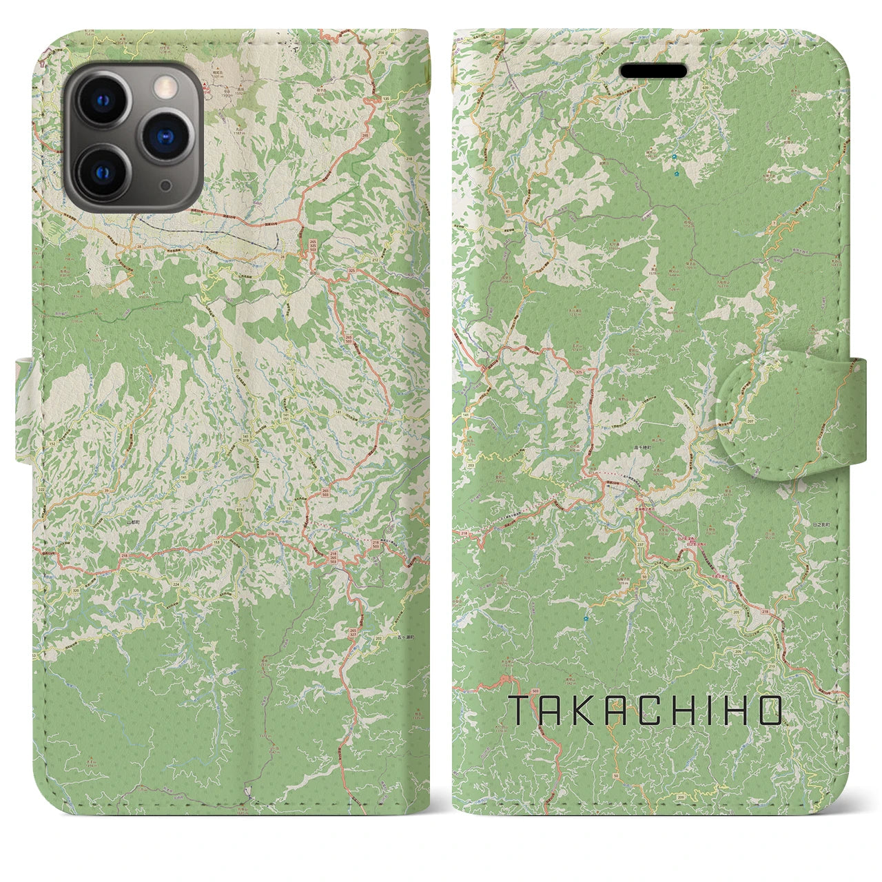 【高千穂(宮崎県)】地図柄iPhoneケース(手帳タイプ)