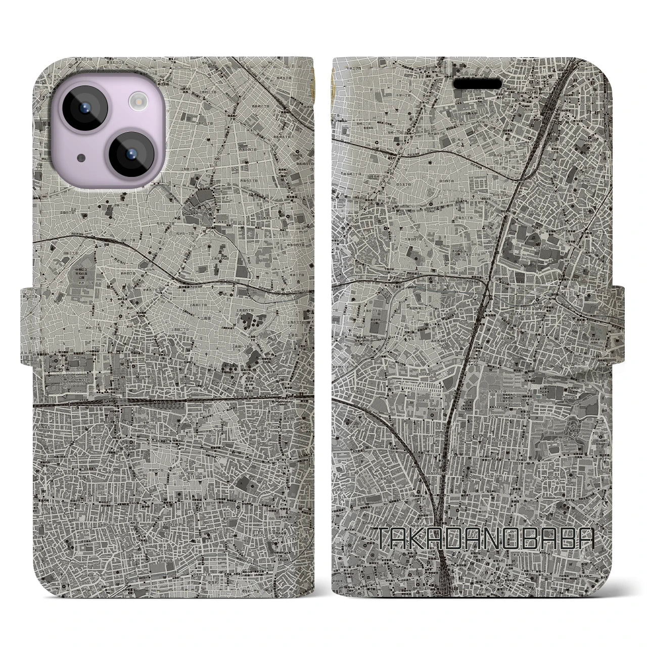 【高田馬場(東京都)】地図柄iPhoneケース(手帳タイプ)