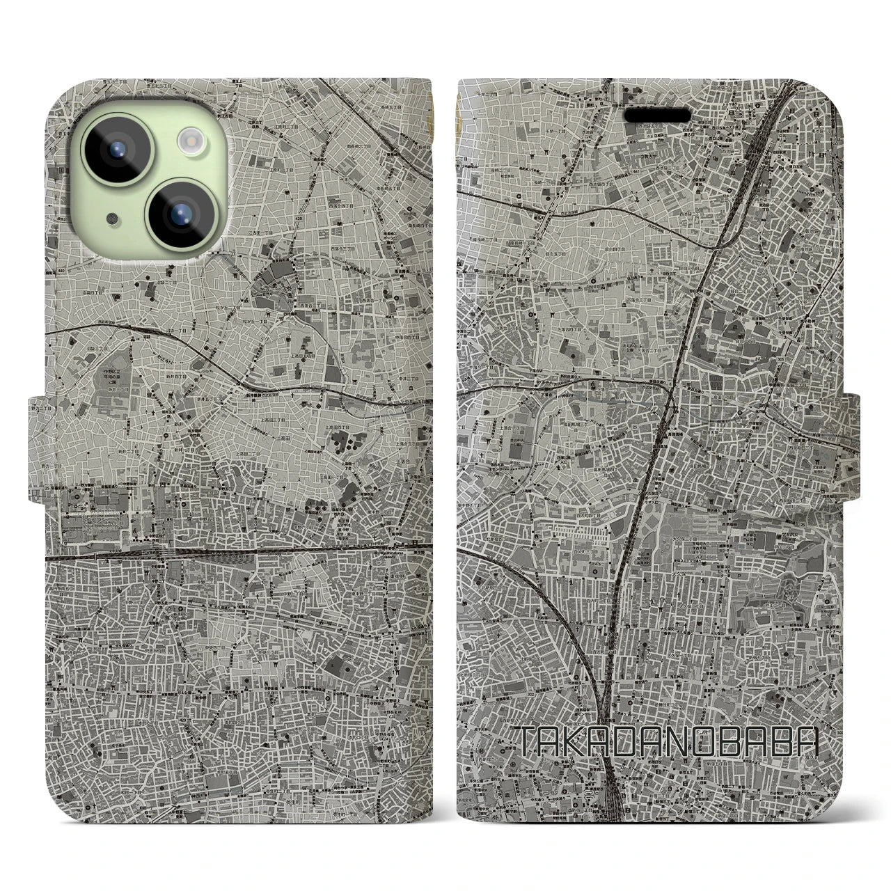 【高田馬場(東京都)】地図柄iPhoneケース(手帳タイプ)