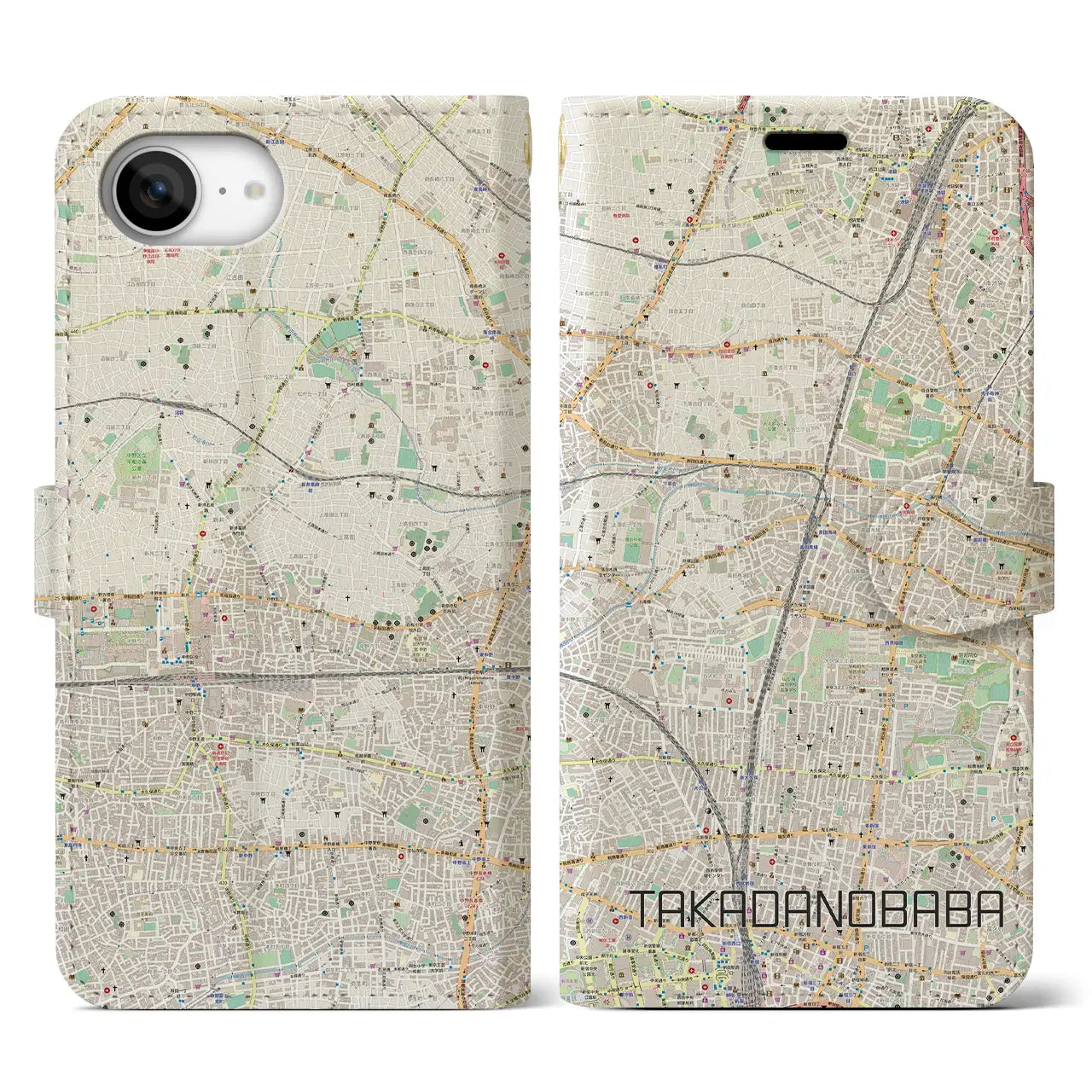 【高田馬場(東京都)】地図柄iPhoneケース(手帳タイプ)