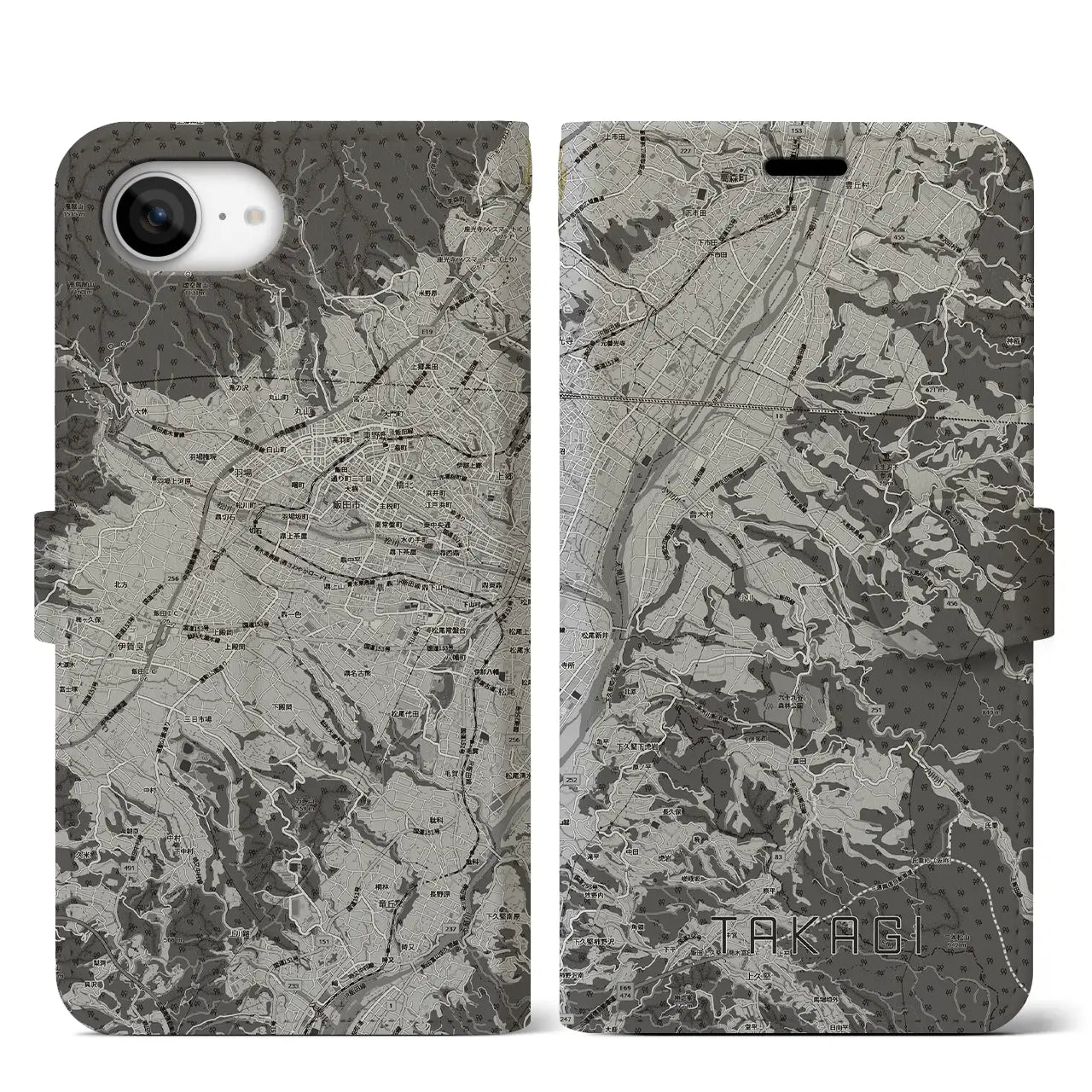 【喬木(長野県)】地図柄iPhoneケース(手帳タイプ)