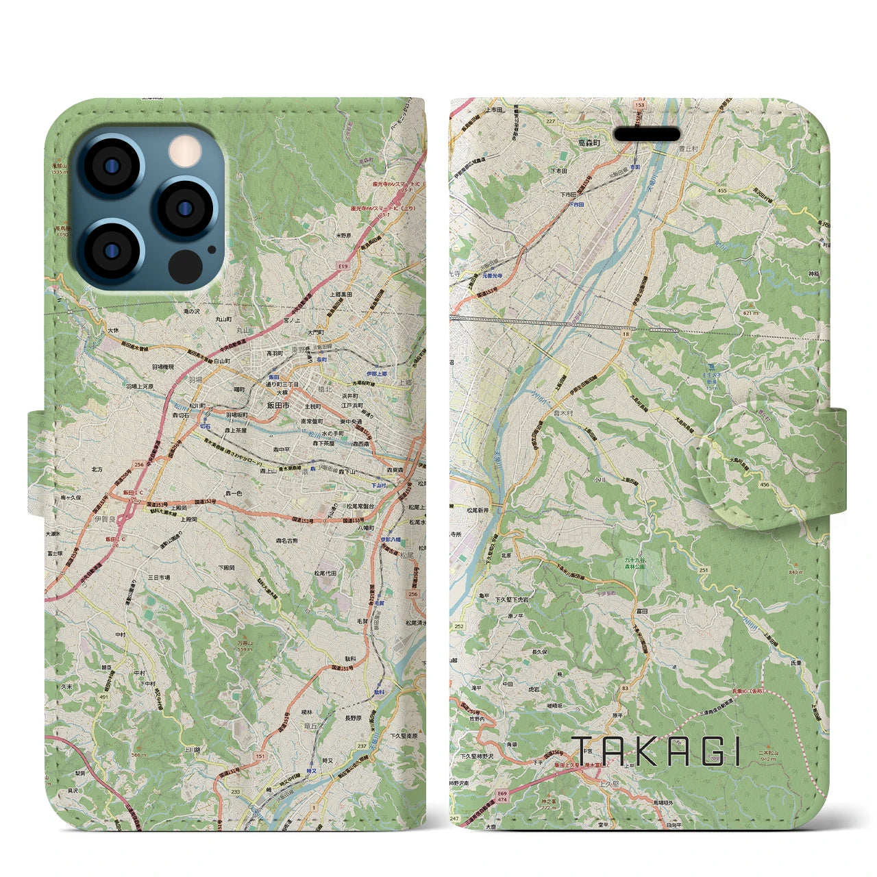 【喬木(長野県)】地図柄iPhoneケース(手帳タイプ)