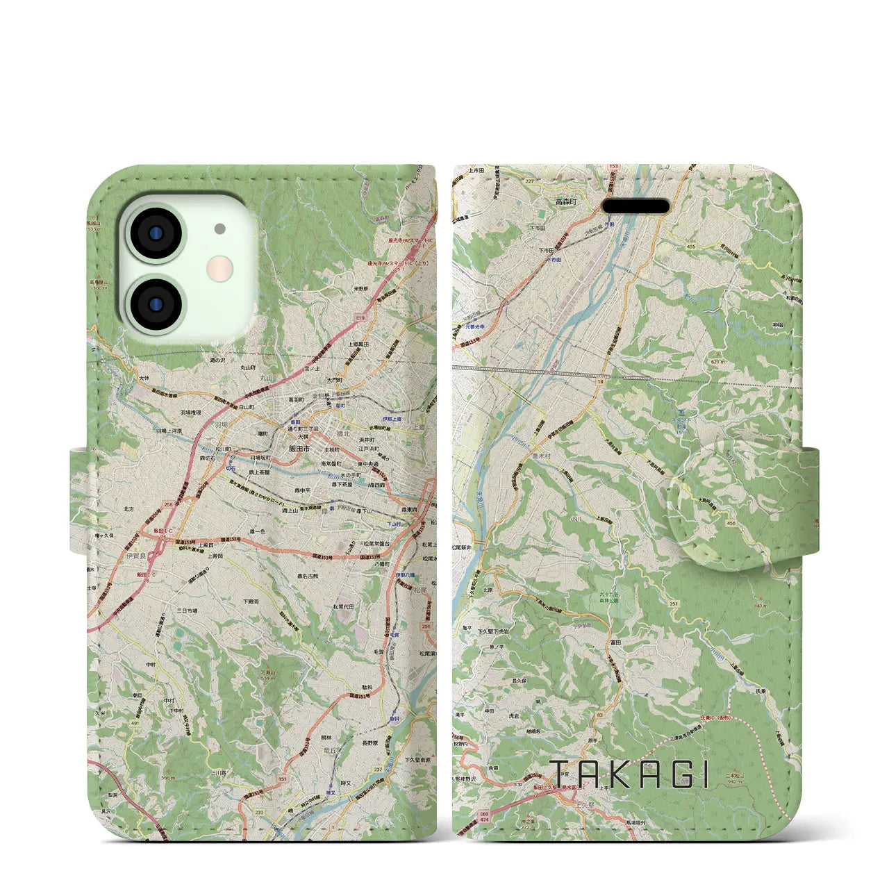【喬木(長野県)】地図柄iPhoneケース(手帳タイプ)