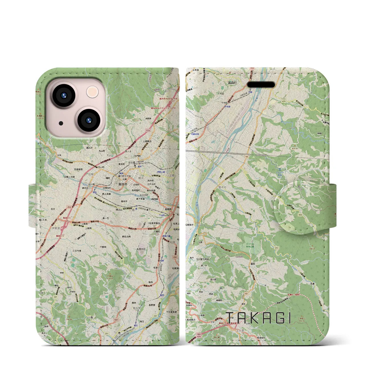 【喬木(長野県)】地図柄iPhoneケース(手帳タイプ)