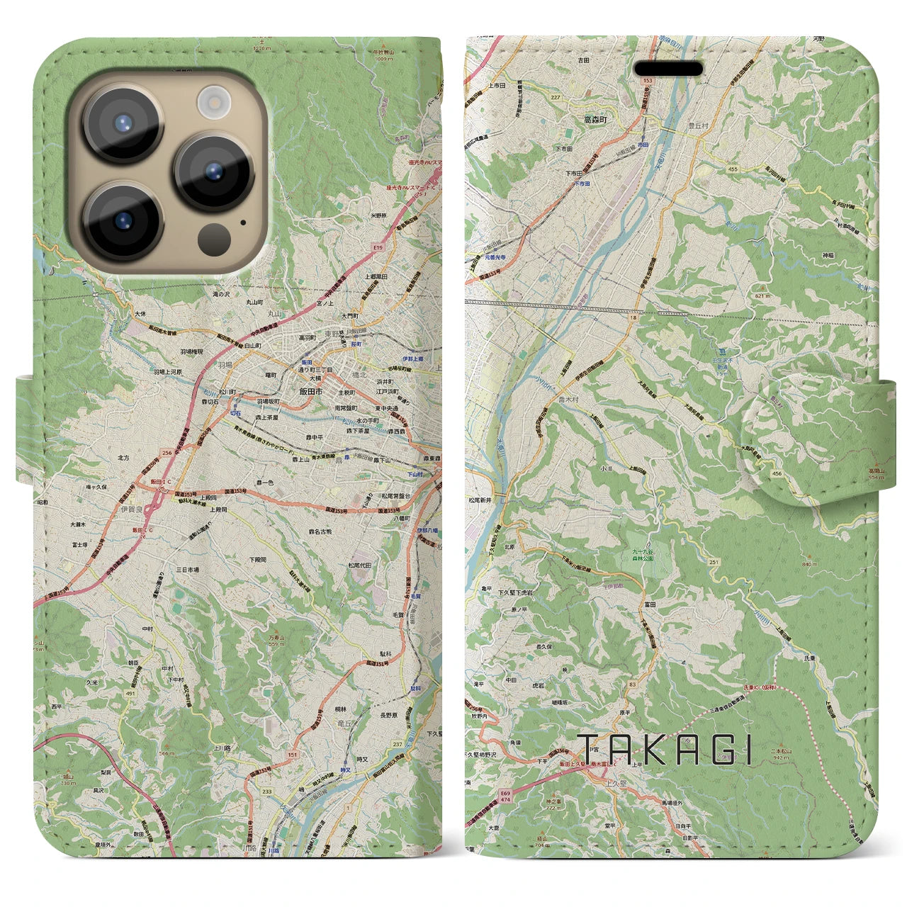 【喬木(長野県)】地図柄iPhoneケース(手帳タイプ)
