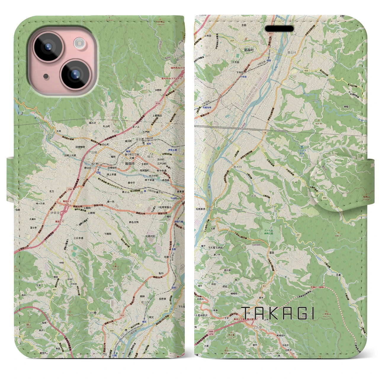 【喬木(長野県)】地図柄iPhoneケース(手帳タイプ)