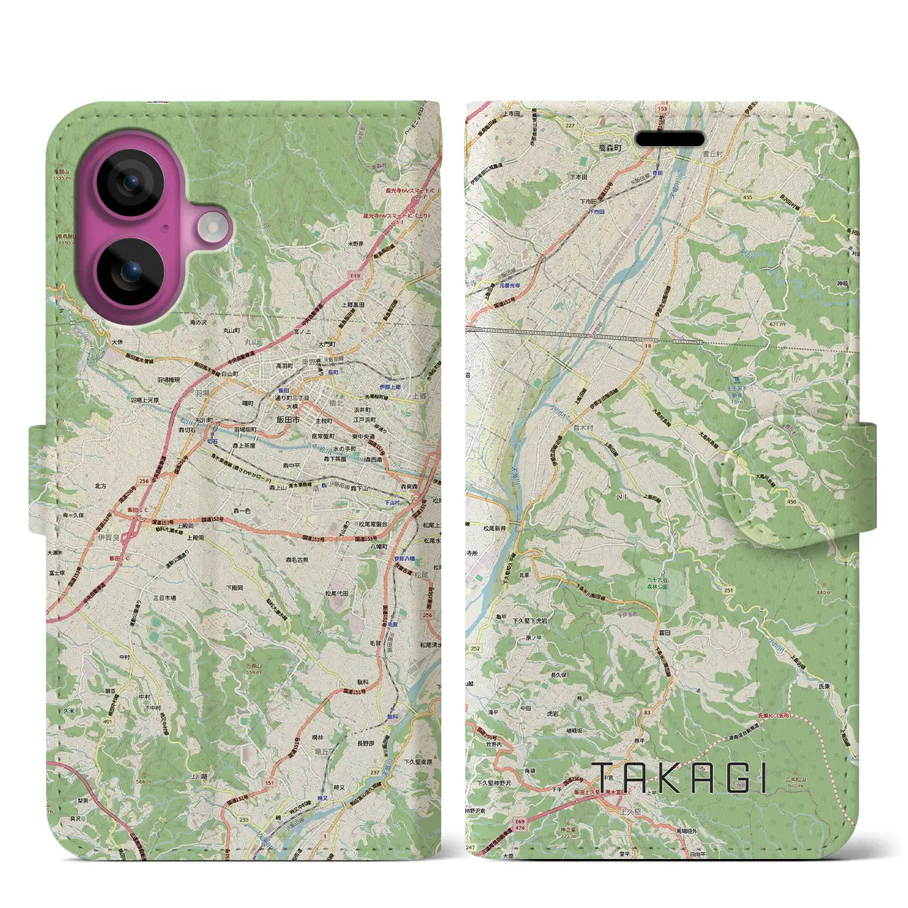 【喬木(長野県)】地図柄iPhoneケース(手帳タイプ)