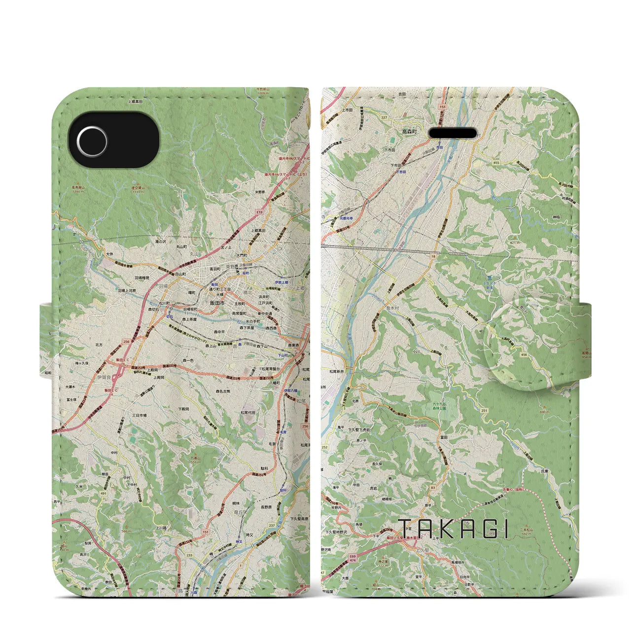【喬木(長野県)】地図柄iPhoneケース(手帳タイプ)