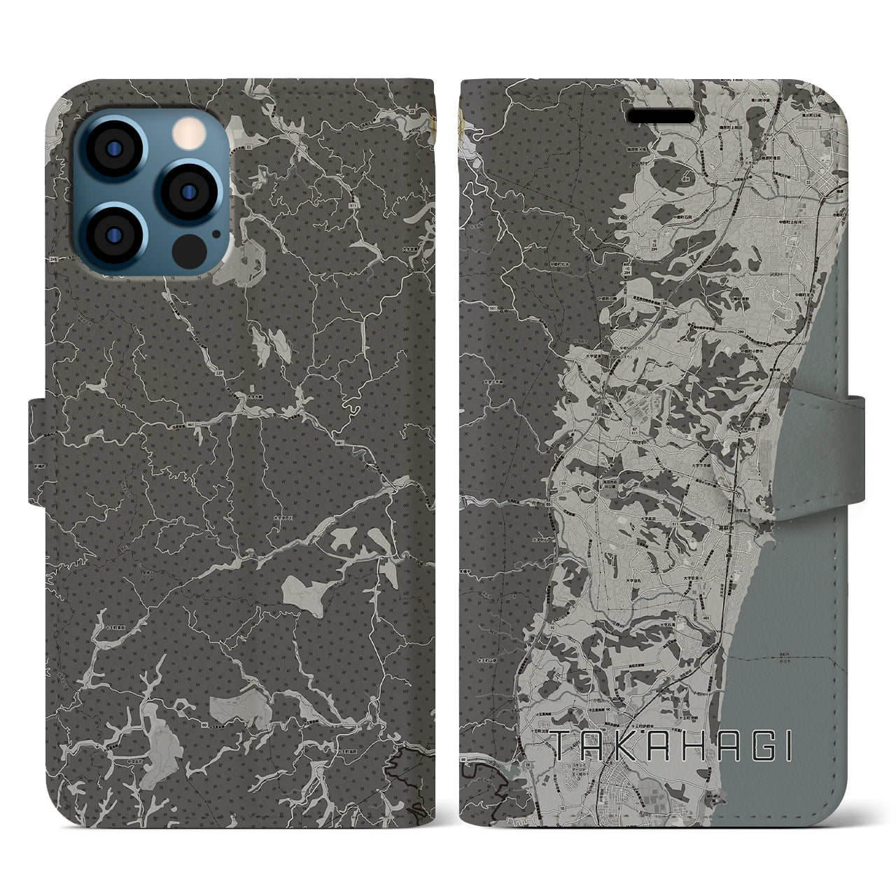 【高萩(茨城県)】地図柄iPhoneケース(手帳タイプ)