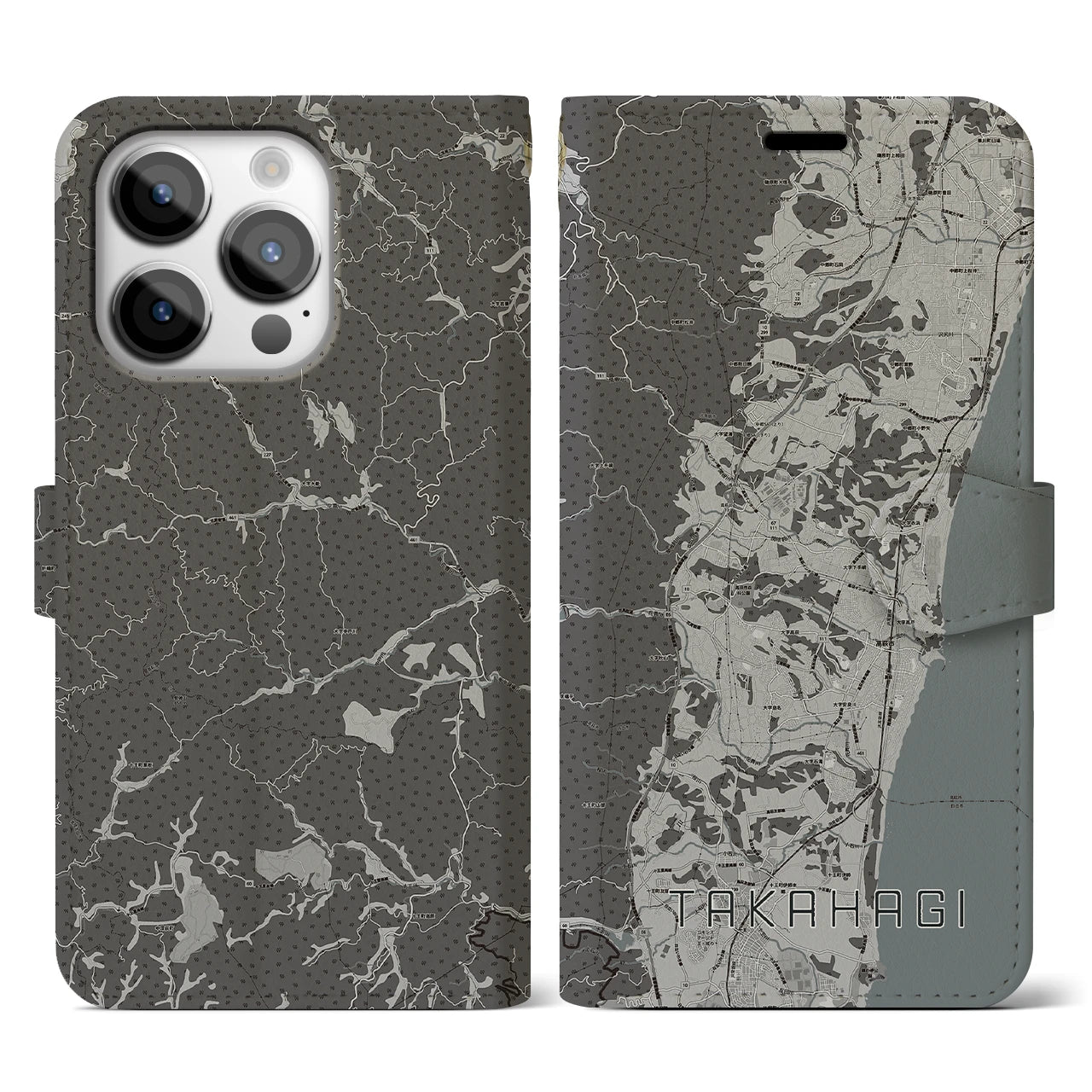 【高萩(茨城県)】地図柄iPhoneケース(手帳タイプ)