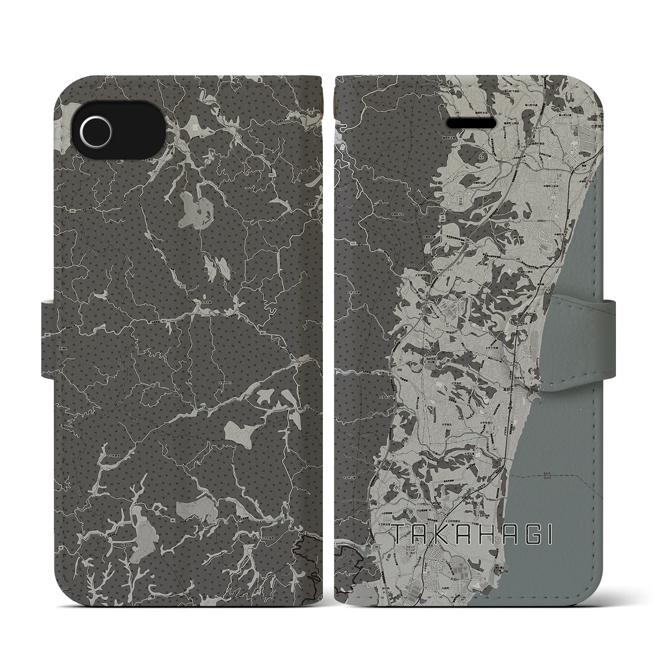 【高萩(茨城県)】地図柄iPhoneケース(手帳タイプ)