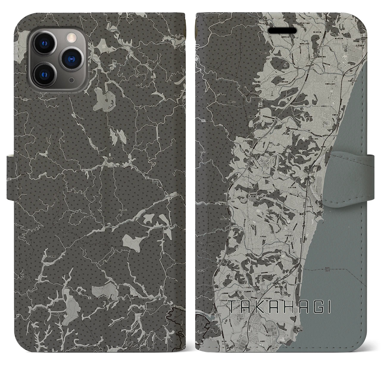 【高萩(茨城県)】地図柄iPhoneケース(手帳タイプ)