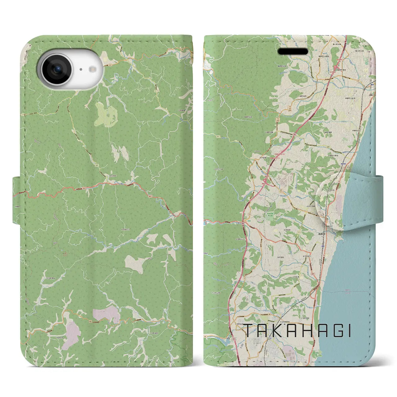 【高萩(茨城県)】地図柄iPhoneケース(手帳タイプ)