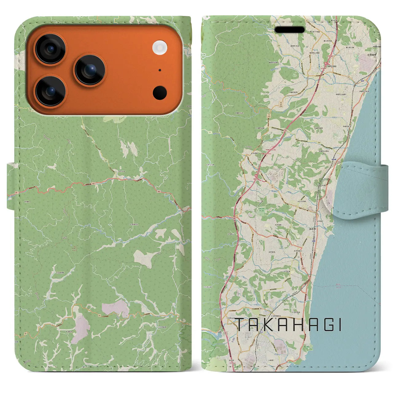 【高萩(茨城県)】地図柄iPhoneケース(手帳タイプ)