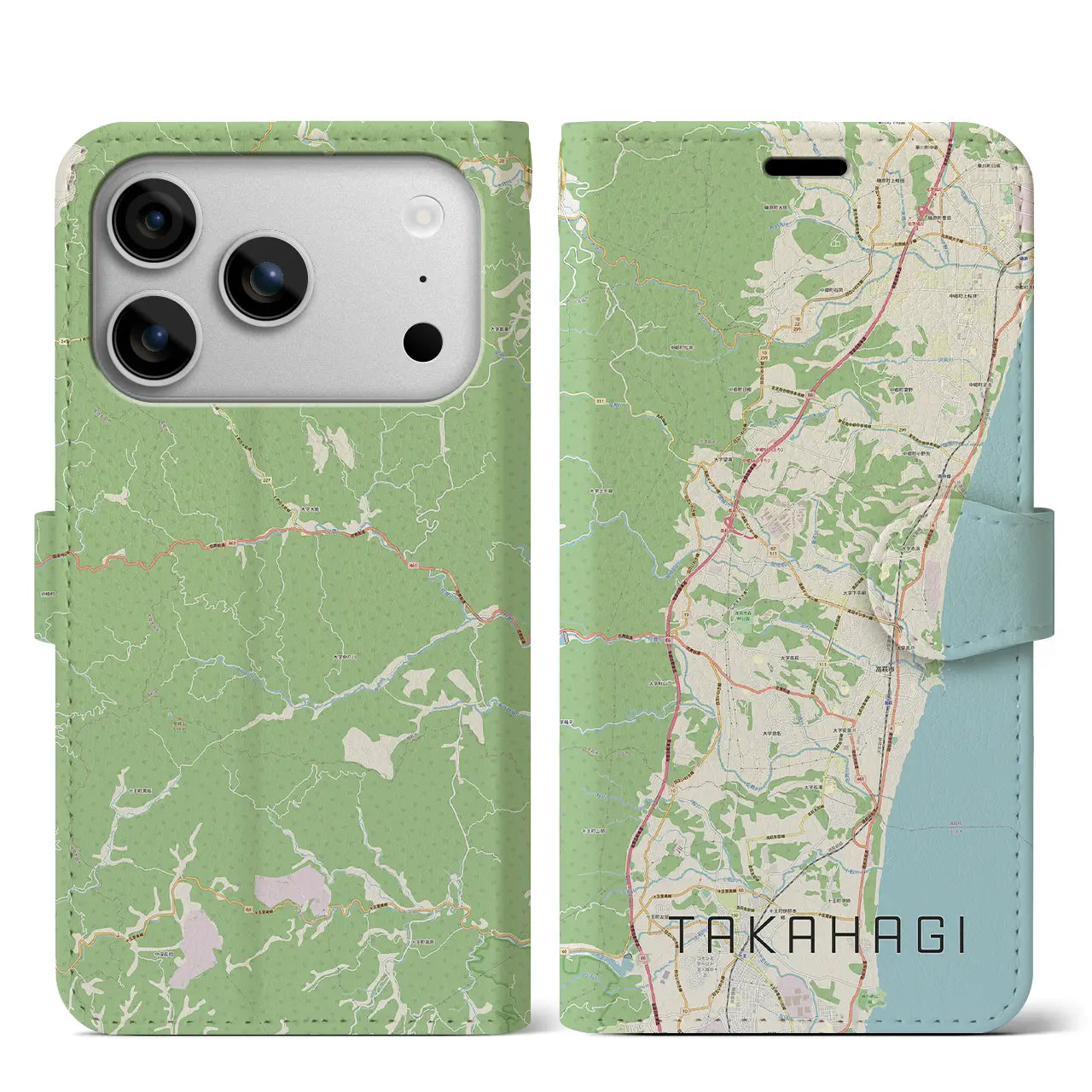 【高萩(茨城県)】地図柄iPhoneケース(手帳タイプ)