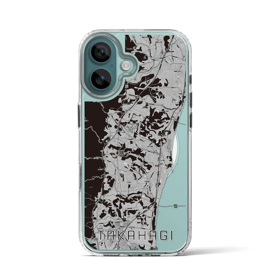 【高萩(茨城県)】地図柄iPhoneケース(MagSafeタイプ)モノトーン・iPhone 16 Pro 用