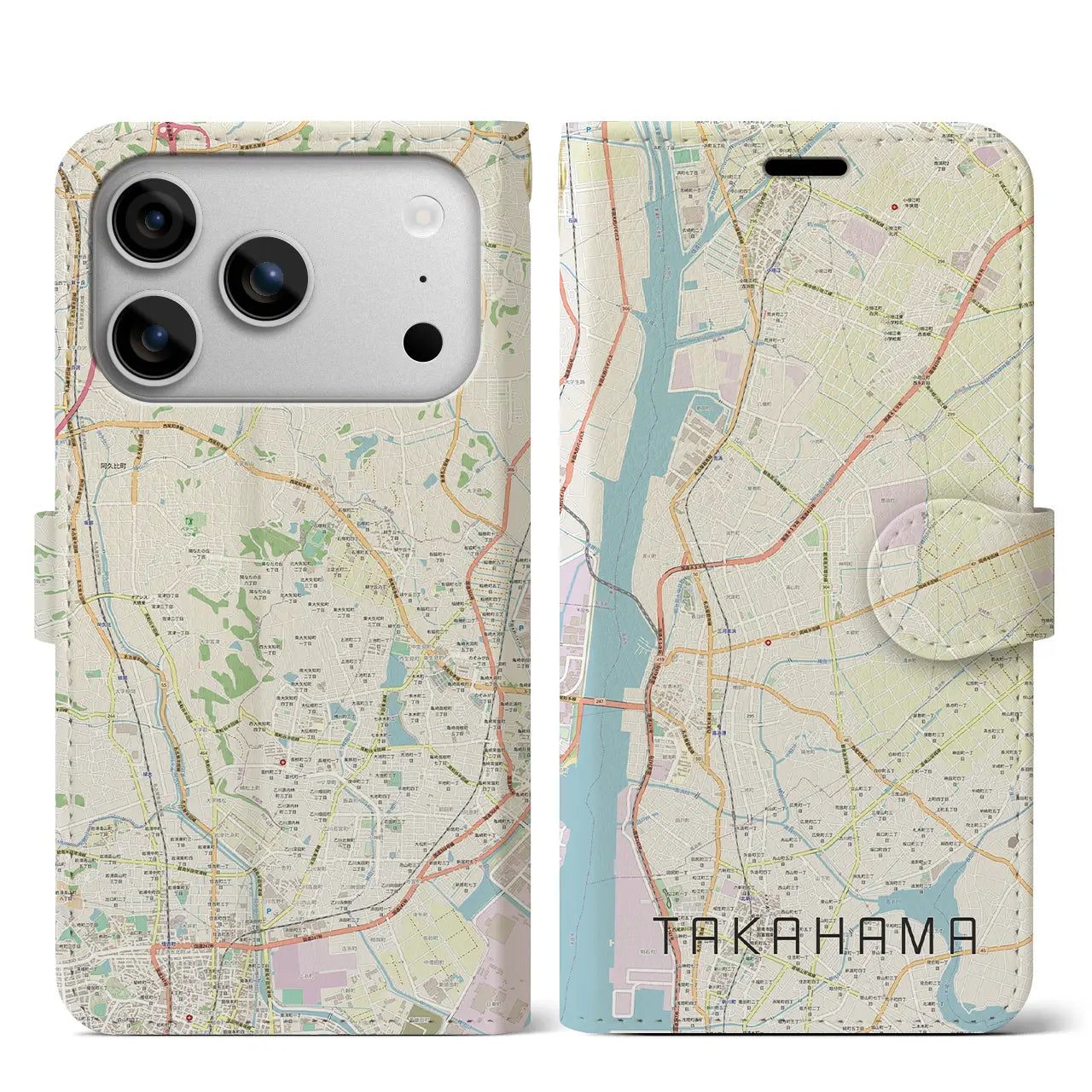 【高浜(愛知県)】地図柄iPhoneケース(手帳タイプ)