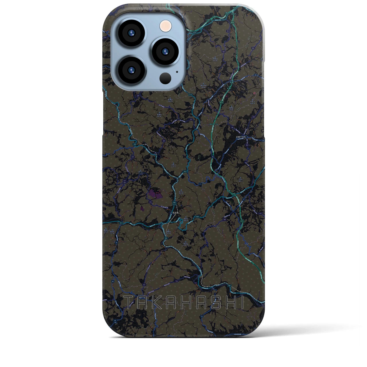 【高梁(岡山県)】地図柄iPhoneケース(バックカバータイプ)