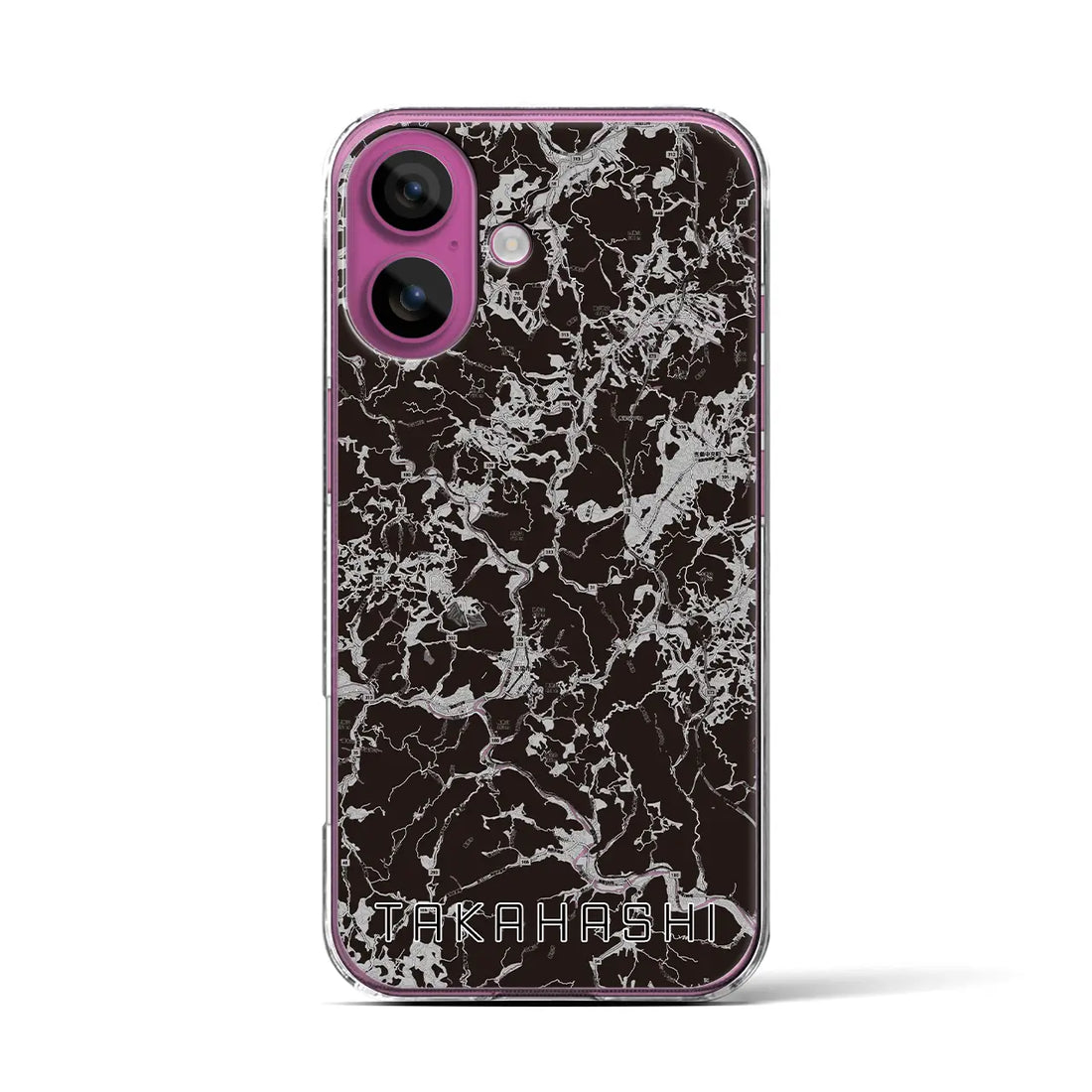 【高梁(岡山県)】地図柄iPhoneケース(クリアタイプ)モノトーン・iPhone 16 Pro 用