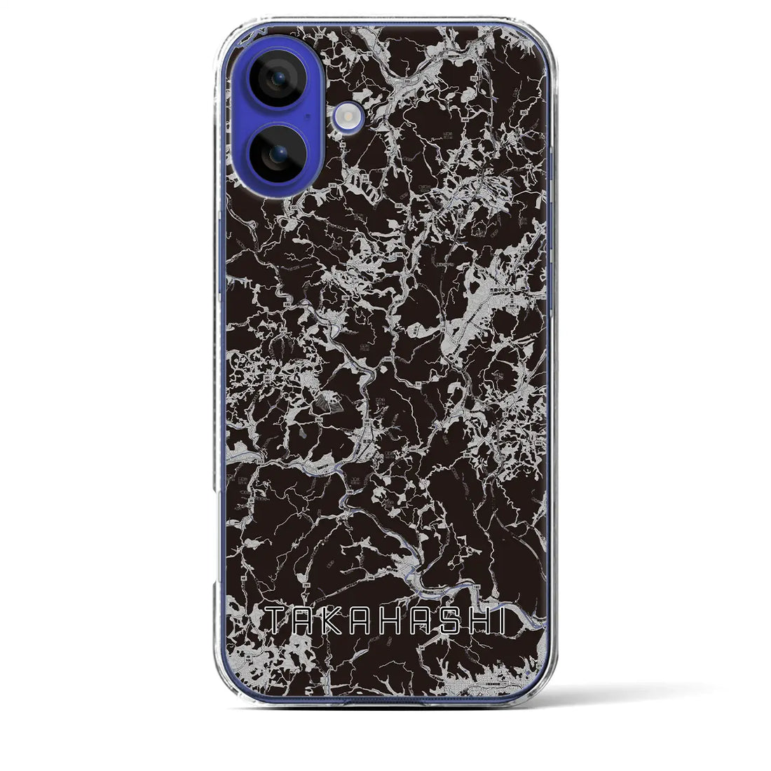 【高梁(岡山県)】地図柄iPhoneケース(クリアタイプ)モノトーン・iPhone 16 Pro Max 用