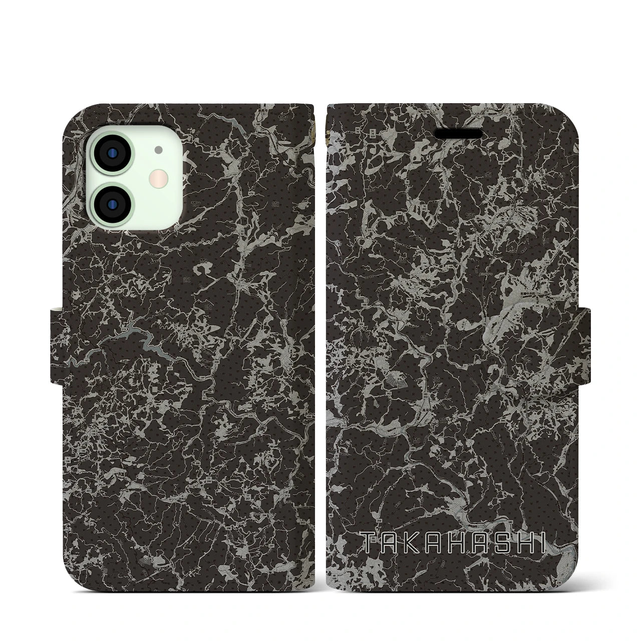 【高梁(岡山県)】地図柄iPhoneケース(手帳タイプ)