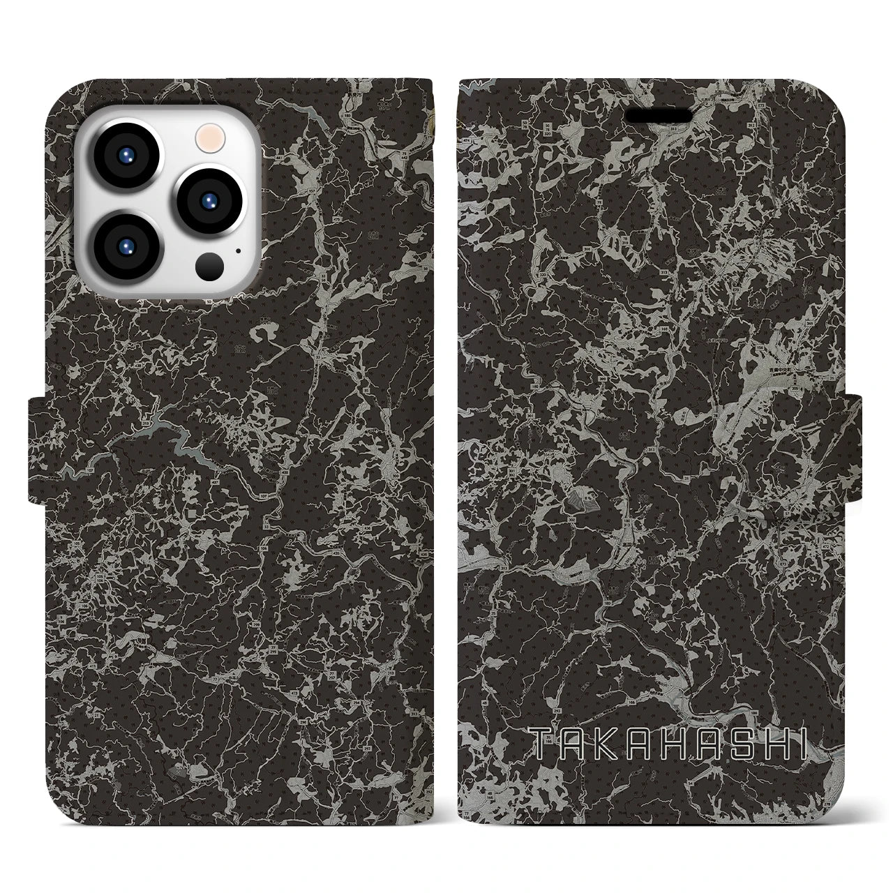 【高梁(岡山県)】地図柄iPhoneケース(手帳タイプ)