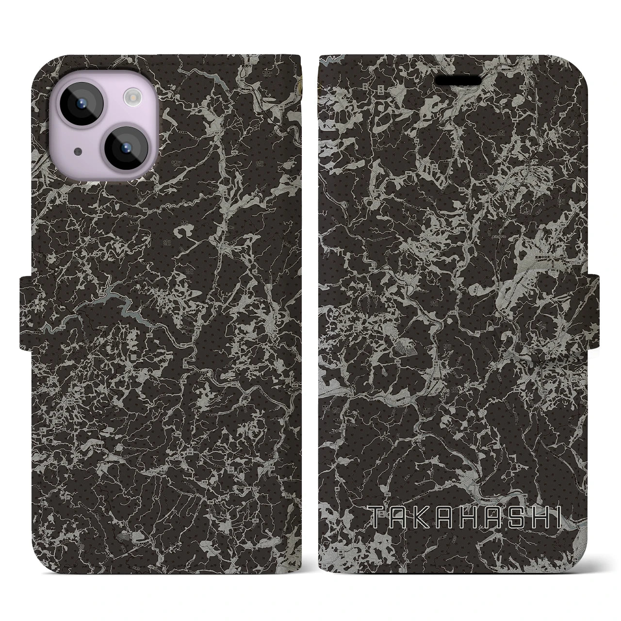 【高梁(岡山県)】地図柄iPhoneケース(手帳タイプ)