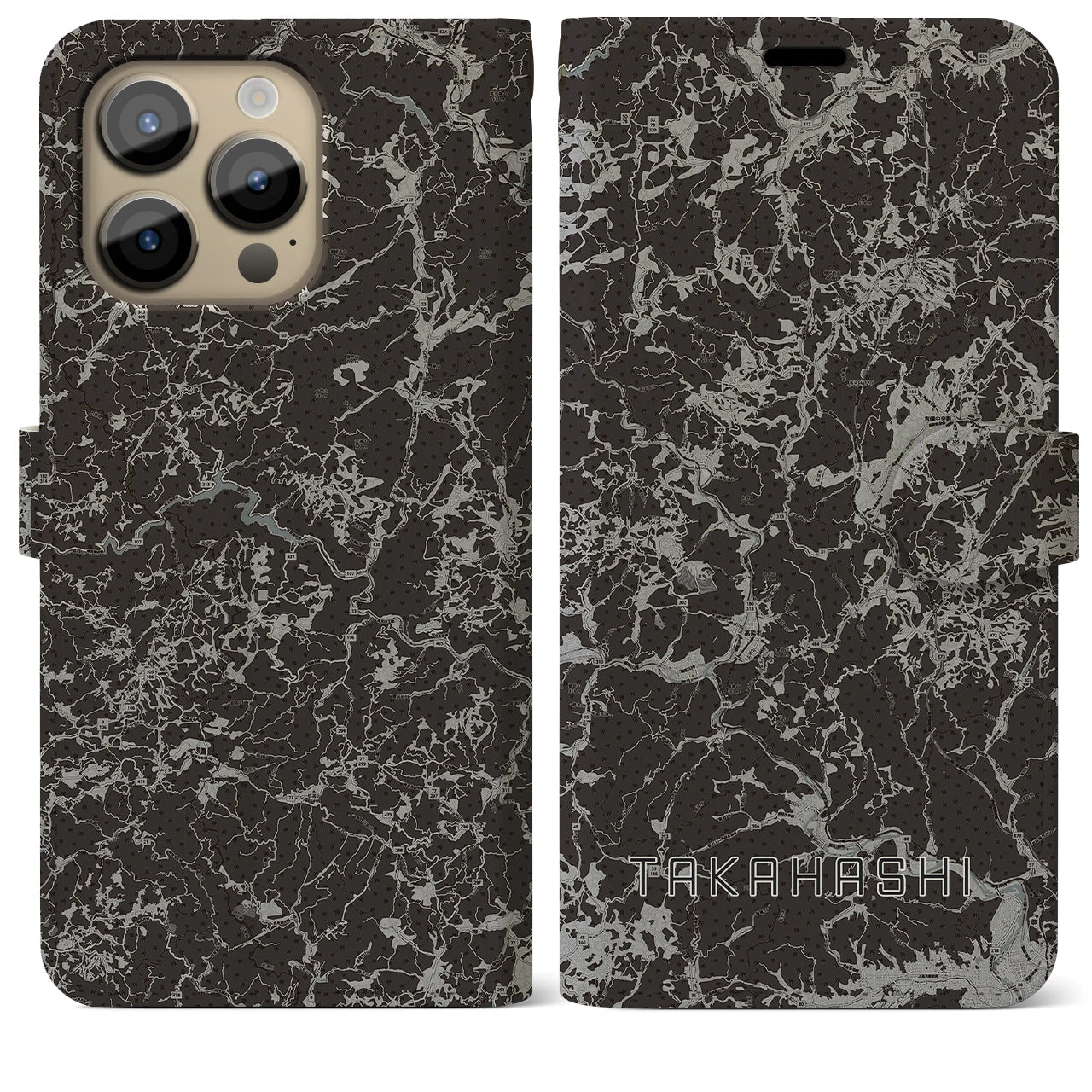 【高梁(岡山県)】地図柄iPhoneケース(手帳タイプ)