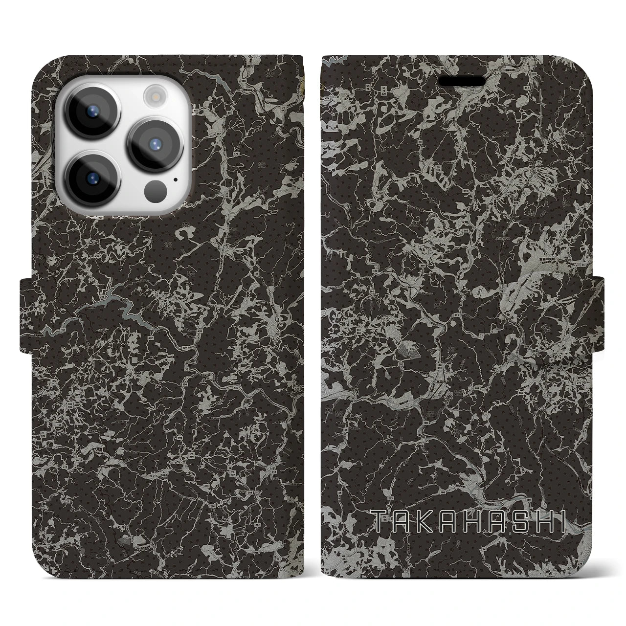 【高梁(岡山県)】地図柄iPhoneケース(手帳タイプ)