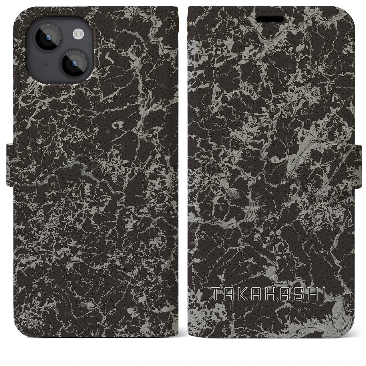 【高梁(岡山県)】地図柄iPhoneケース(手帳タイプ)