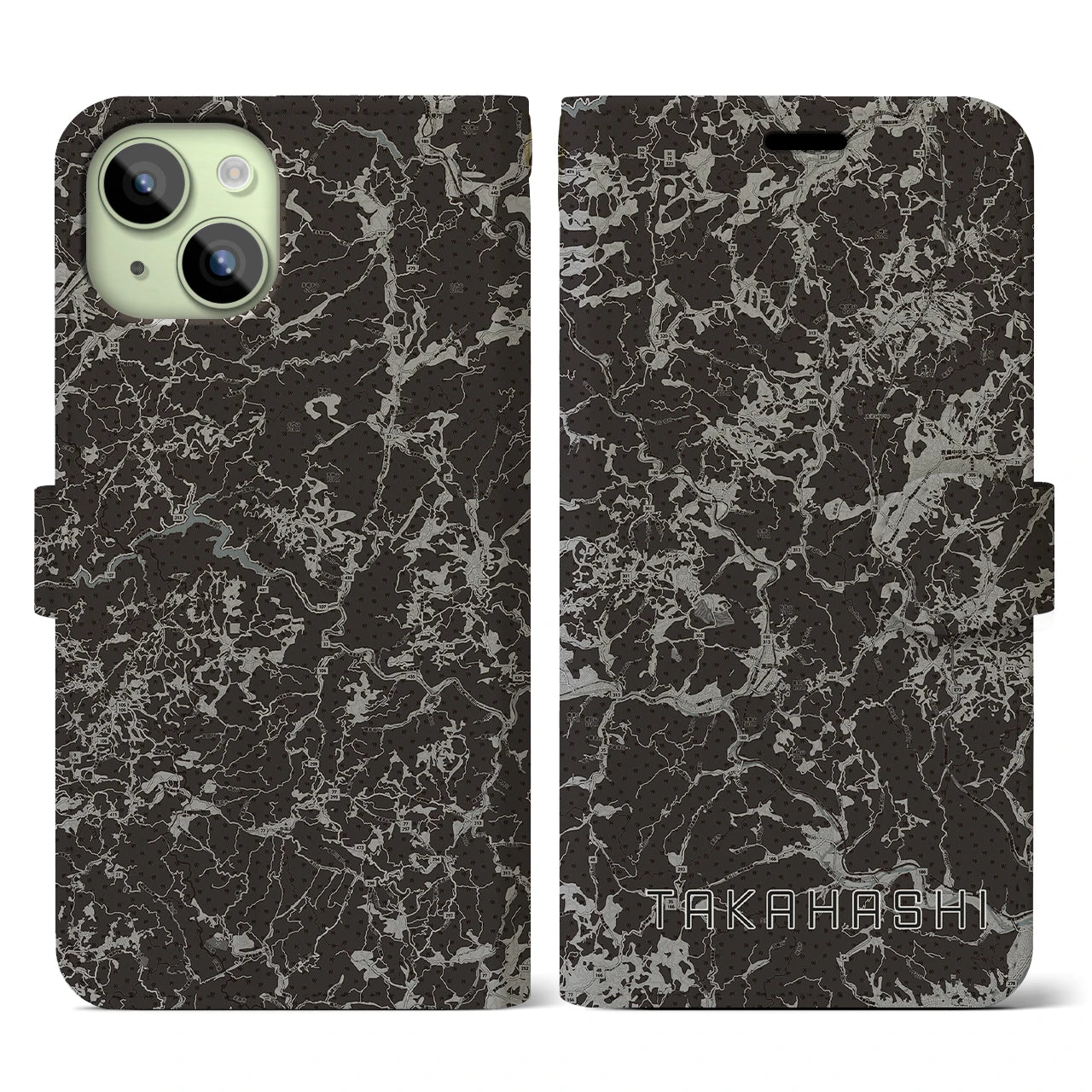 【高梁(岡山県)】地図柄iPhoneケース(手帳タイプ)